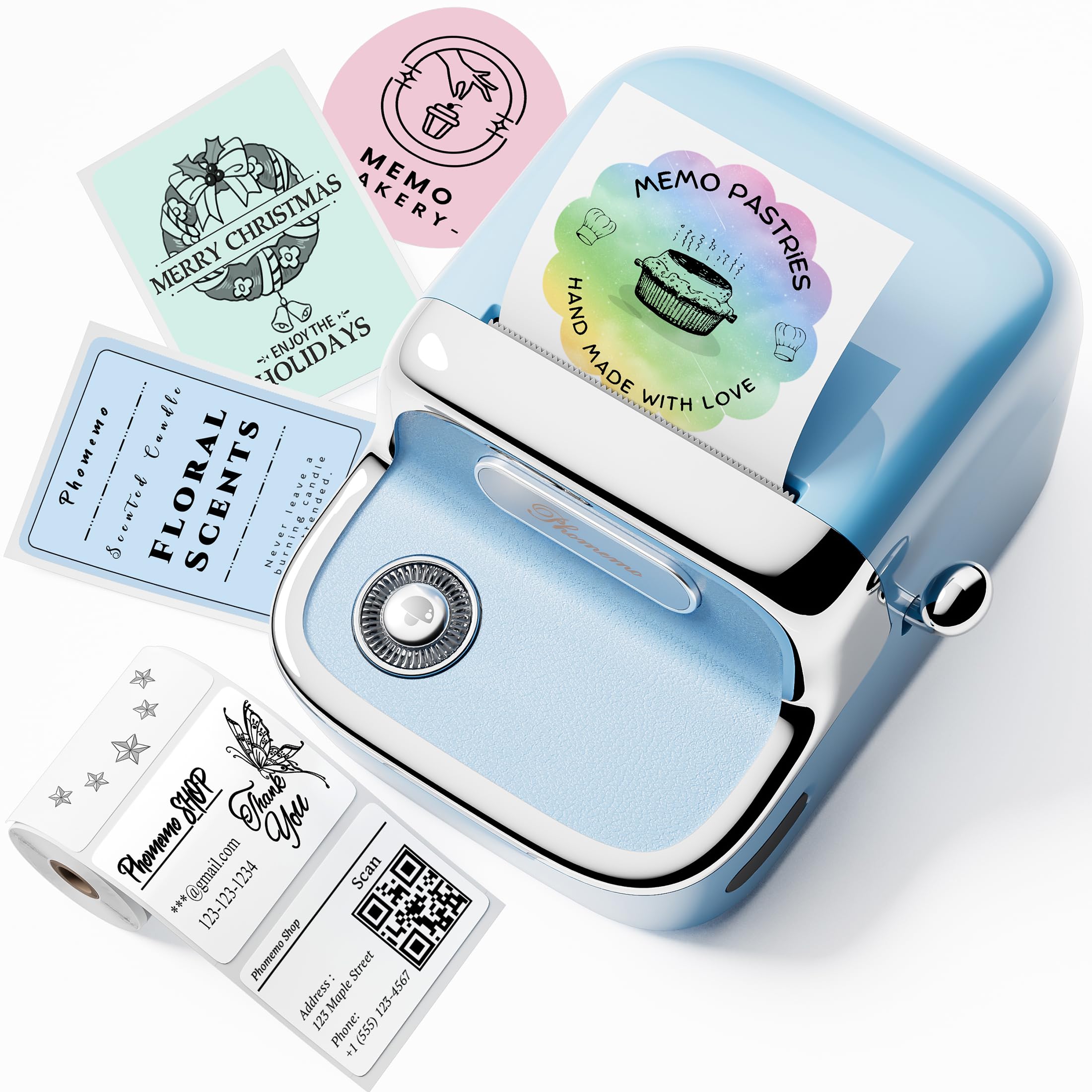 Phomemo M150 Bluetooth Label Maker Machine - 2 Inch Thermal Sticker Printer for Home & Office Organization, Small Business Inventory, Shipping Labels | 2025 Upgraded Model | iOS & Android Compatible | Includes 1 Pack 40x30mm Labels | Perfect for Pantry Organization, File Sorting & Package Labeling