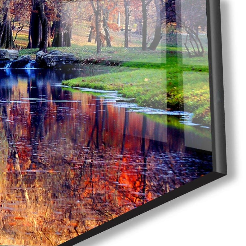 Stunning Autumn Landscape Glass Wall Art - Handmade Home Decor for Living Room, Bedroom & Office - Perfect Seasonal Gift for Fall
