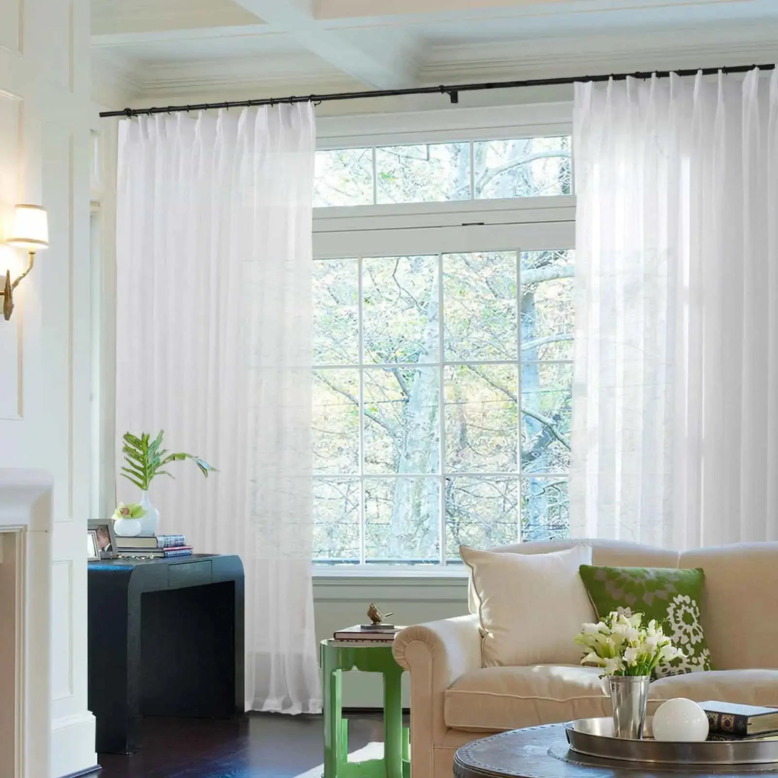 Flynn Airy Lightweight Sheer Curtain Pleated - Elegant Window Treatment for Living Room & Bedroom Decor