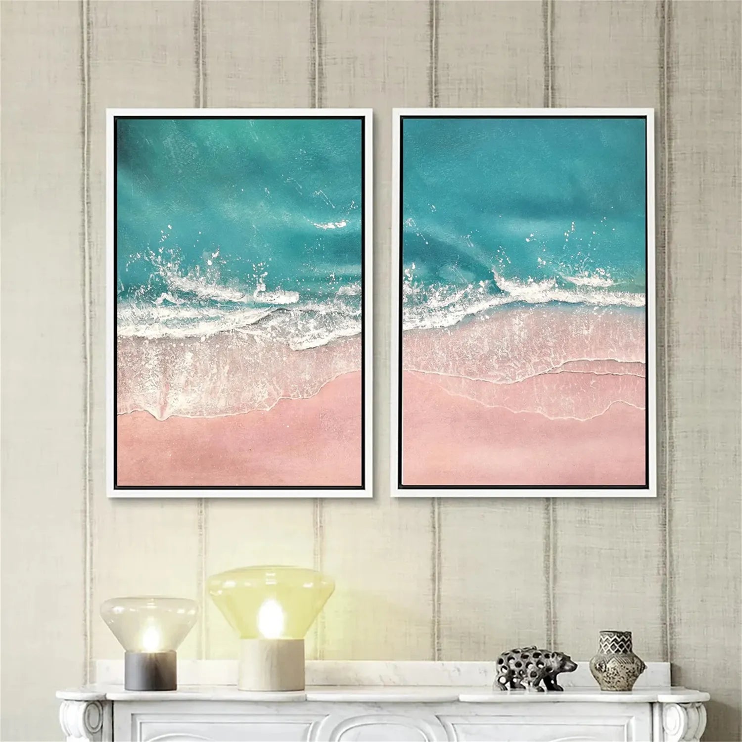 Ocean and Sky Painting Set of 2 - Handmade Wall Art for Living Room & Bedroom Decor - Coastal Themed Canvas Prints for Home Office