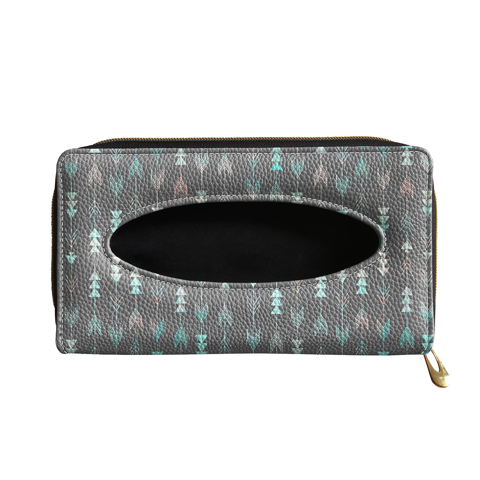 Universal Car Visor Tissue Holder - Leather Tribal Arrow Pattern Wipes Case for Women & Men | Mask & Napkin Organizer | Perfect for Road Trips, Commuting & Daily Car Use