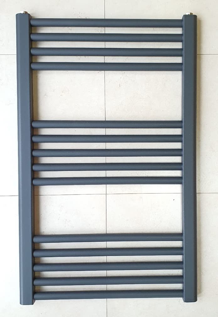 Greened House 400W x 800H Anthracite Electric Heated Towel Rail Bathroom Radiator with 7-Day Timer & Room Thermostat - Perfect for Modern Bathrooms, Spa-Like Warmth & Quick Drying