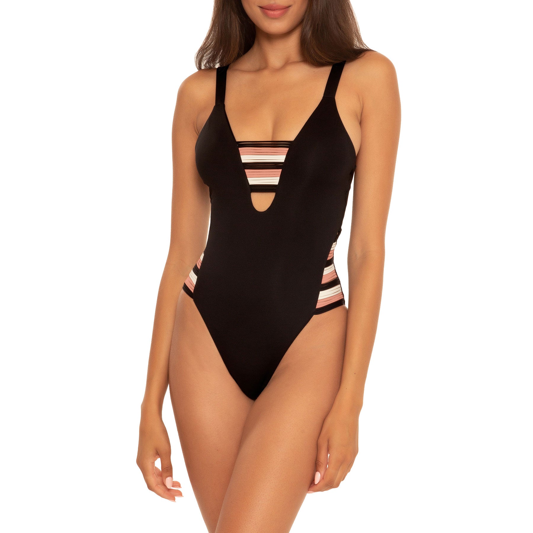 Isabella Rose Lucca High Leg Black One Piece Swimsuit for Women - Sexy Bathing Suit for Beach, Pool & Vacation | Tummy Control Swimwear
