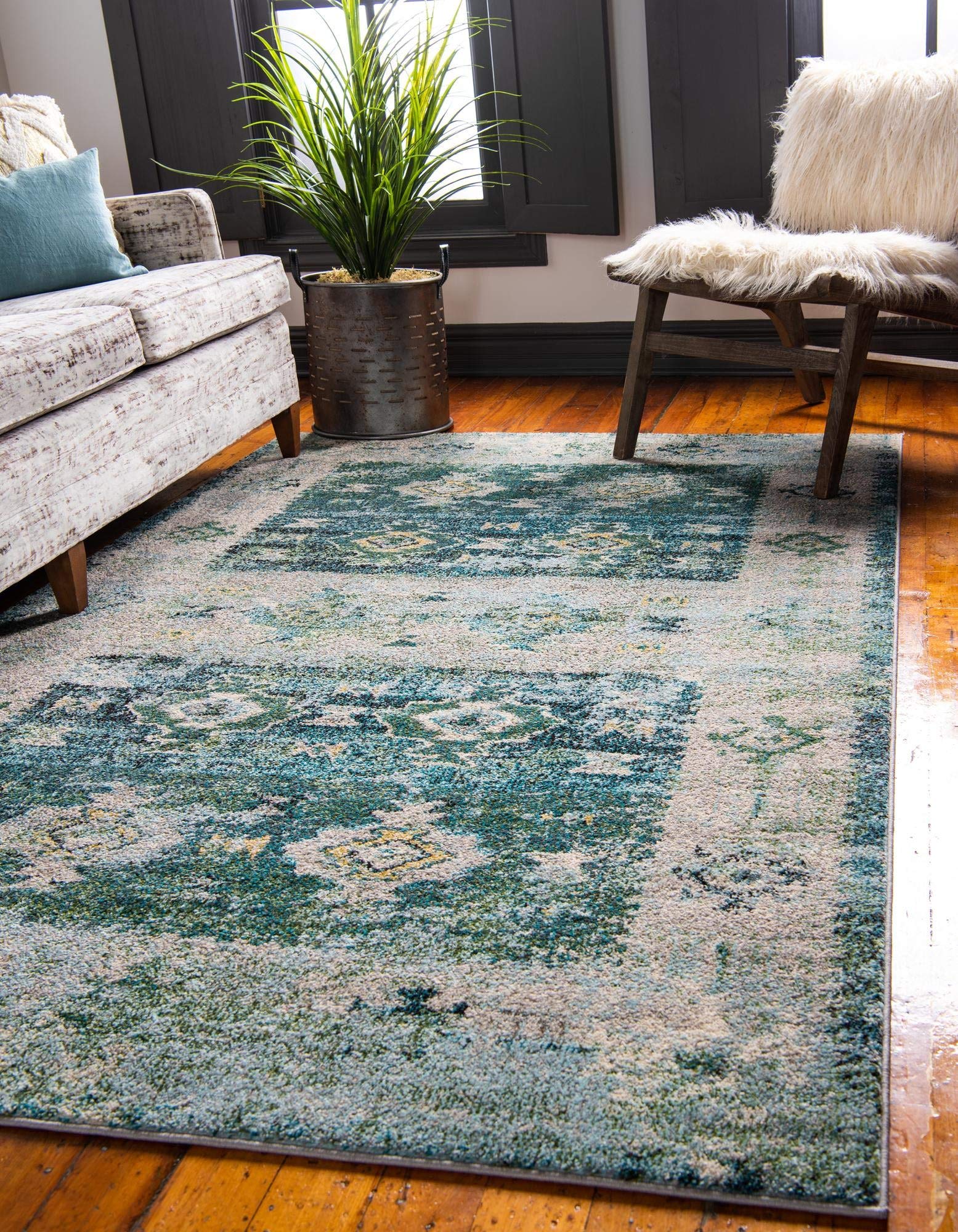 El Paso Collection 8' x 10' Green Area Rug - Soft Medium Pile Living Room Carpet for Large Spaces, Dining Room & Open Floor Plans | Durable & Stylish Home Decor