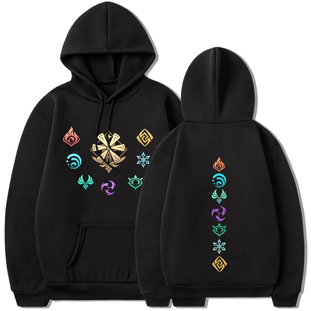 ZIBADTAL Genshin Impact Logo Hoodie - Unisex Long Sleeve Sweatshirt for Men & Women | Anime Gaming Apparel for Cosplay, Conventions & Casual Wear