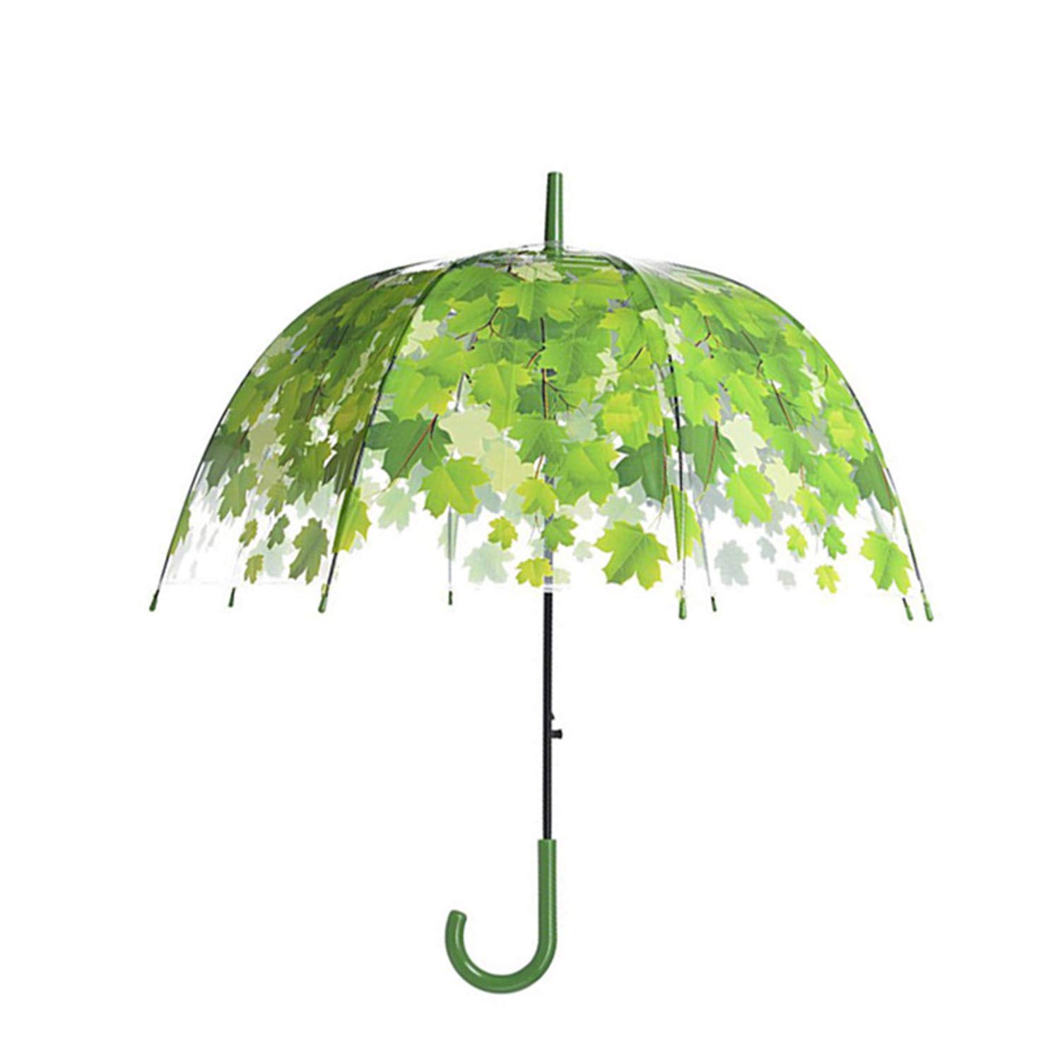 Thick Transparent PVC Bubble Umbrella with Mushroom & Green Leaves Design - Perfect for Rainy Days, Outdoor Events, and Fashion Accessories