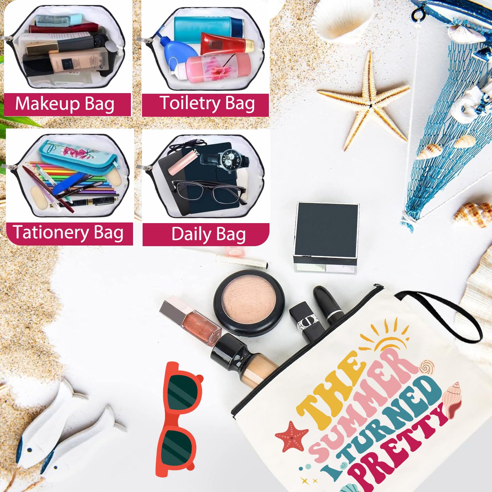 TV Show Inspired Makeup Bag for Women - 'I Turned Pretty' Fans Gift - Cosmetic Pouch with Zipper for Beach, Travel & Daily Use - Perfect Birthday Present for Friend, Daughter, Sister or Niece