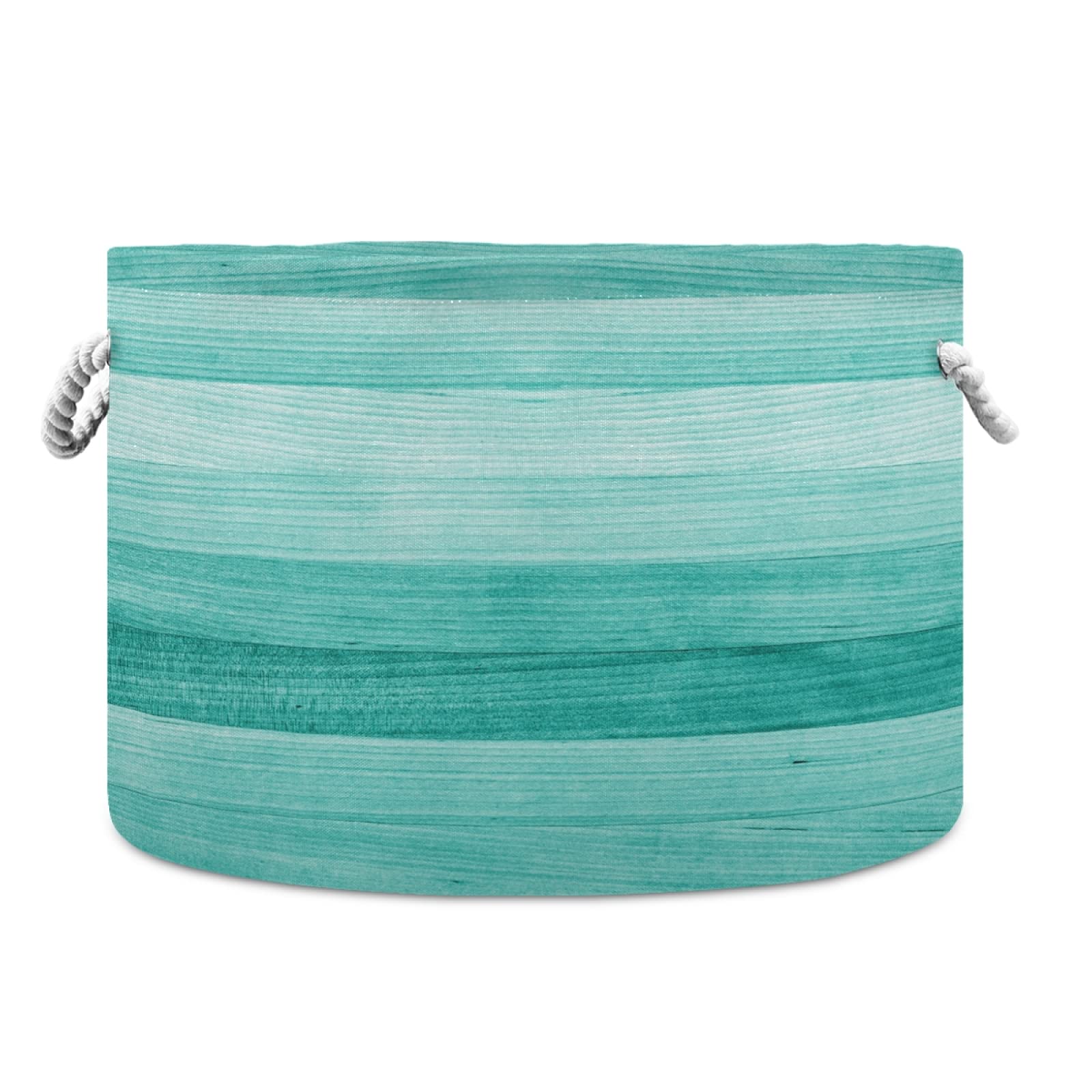 Senya Large Storage Basket - Teal, Turquoise, Green Wooden Toy & Clothes Organizer Bin with Handles | Perfect for Nursery, Playroom, Laundry Hamper & Home Organization