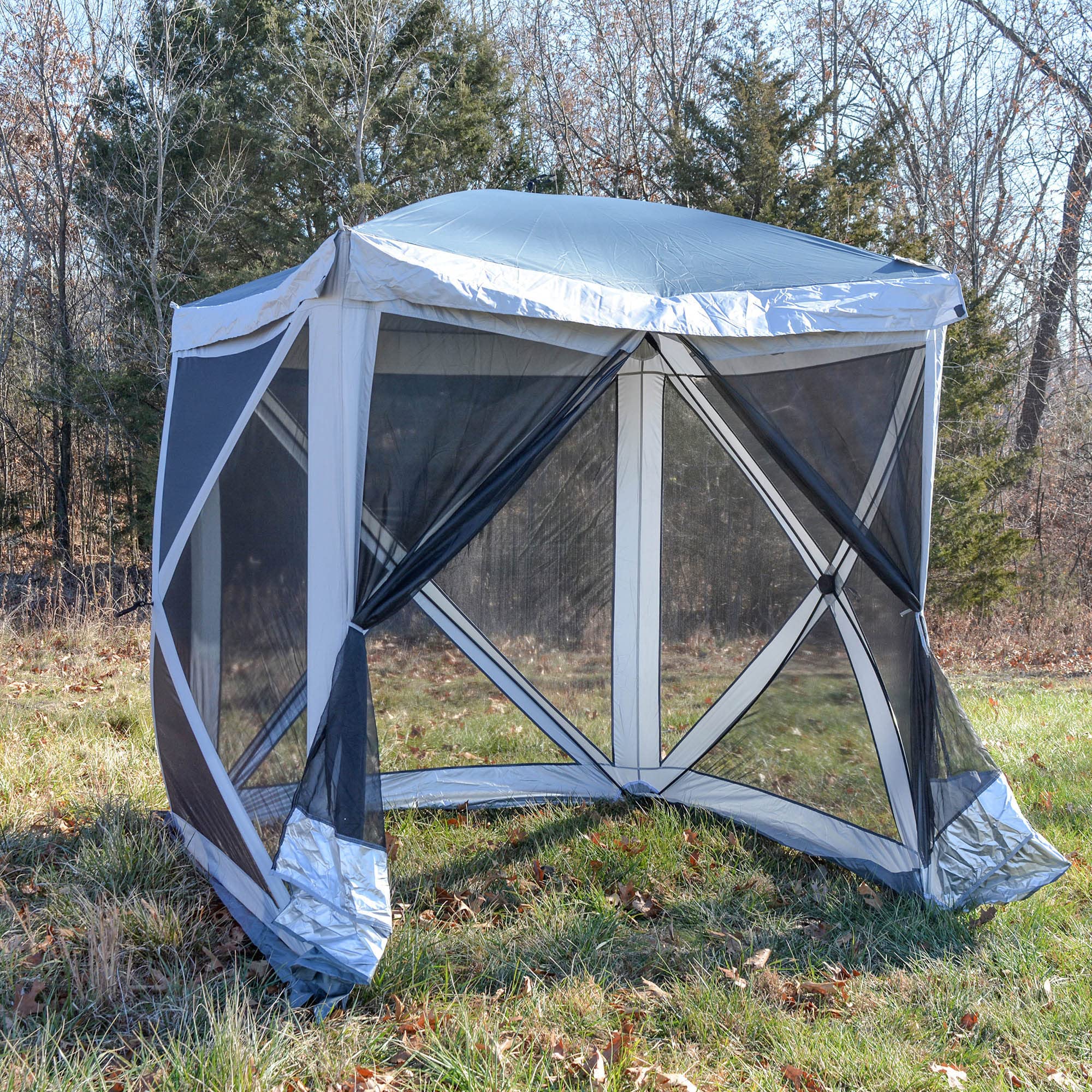 6 Ft. x 6 Ft. Portable Pop-Up Canopy Tent with Mesh Screen - Perfect for Camping, Beach, Backyard, and Outdoor Events