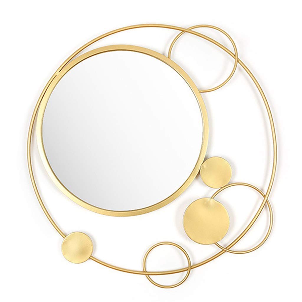FMOGE Round Wall Makeup Mirror - European Gold Decorative Mirror for Bathroom, Living Room, Bedroom & Hallway | Elegant Vanity Mirror with LED Lights for Makeup Application & Home Decor
