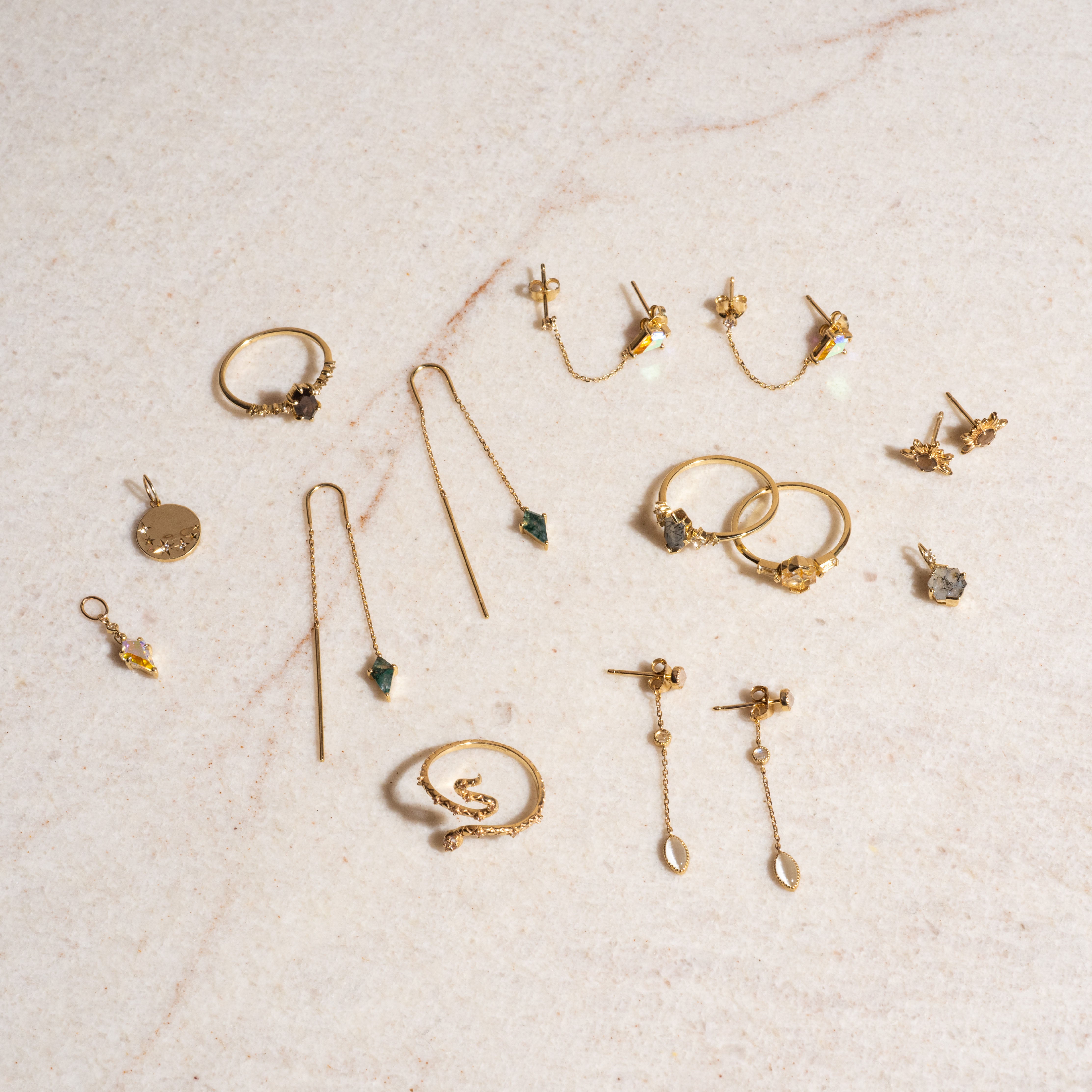 Solid Gold Smoky Quartz Sunburst Stud Earrings - Elegant Jewelry for Women, Perfect for Parties & Special Occasions