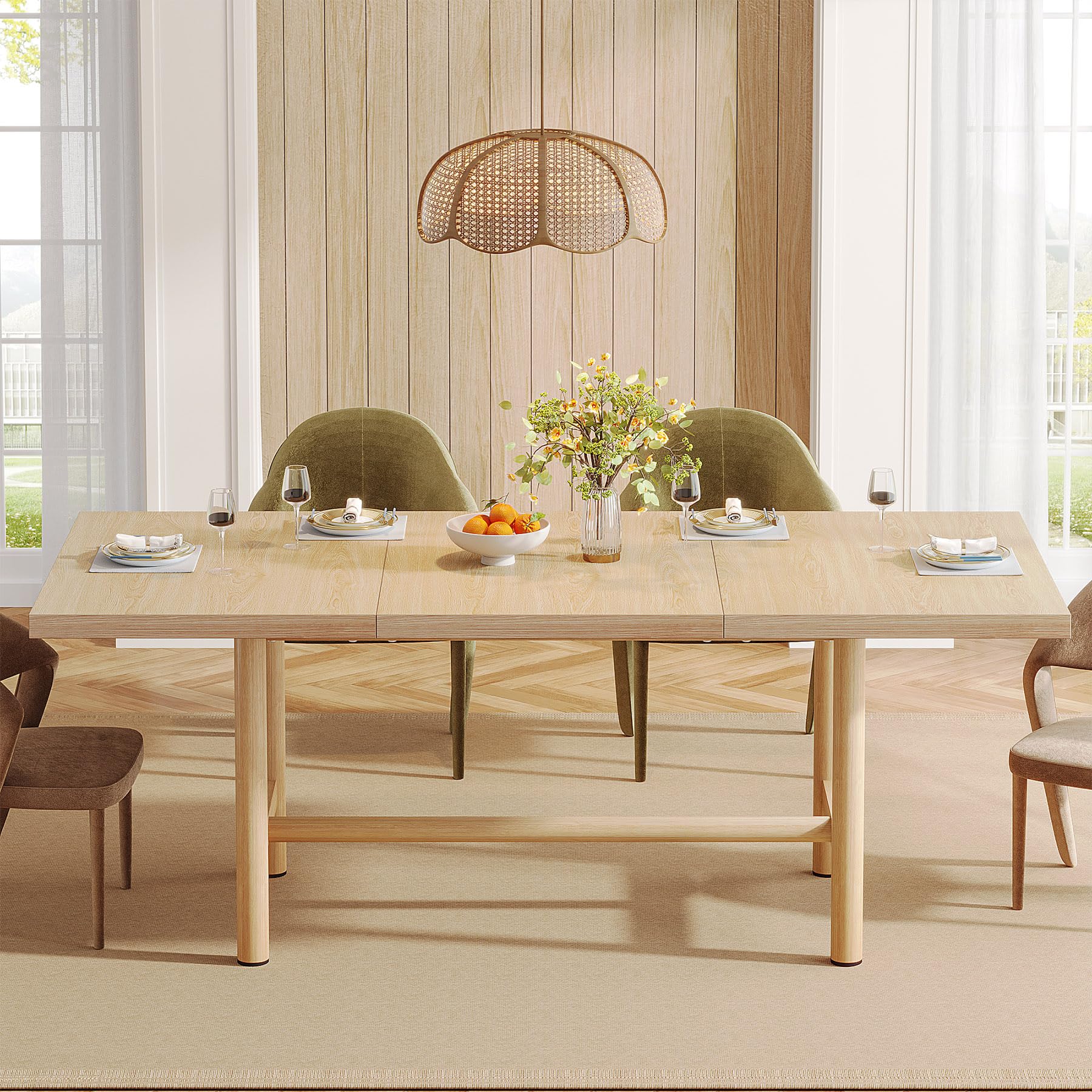 Tribesigns 63 Inch Rectangular Farmhouse Dining Table - Solid Wood Kitchen Table with Heavy Duty Metal Legs, Seats 6 - Perfect for Small Spaces, Dining Rooms & Modern Farmhouse Decor