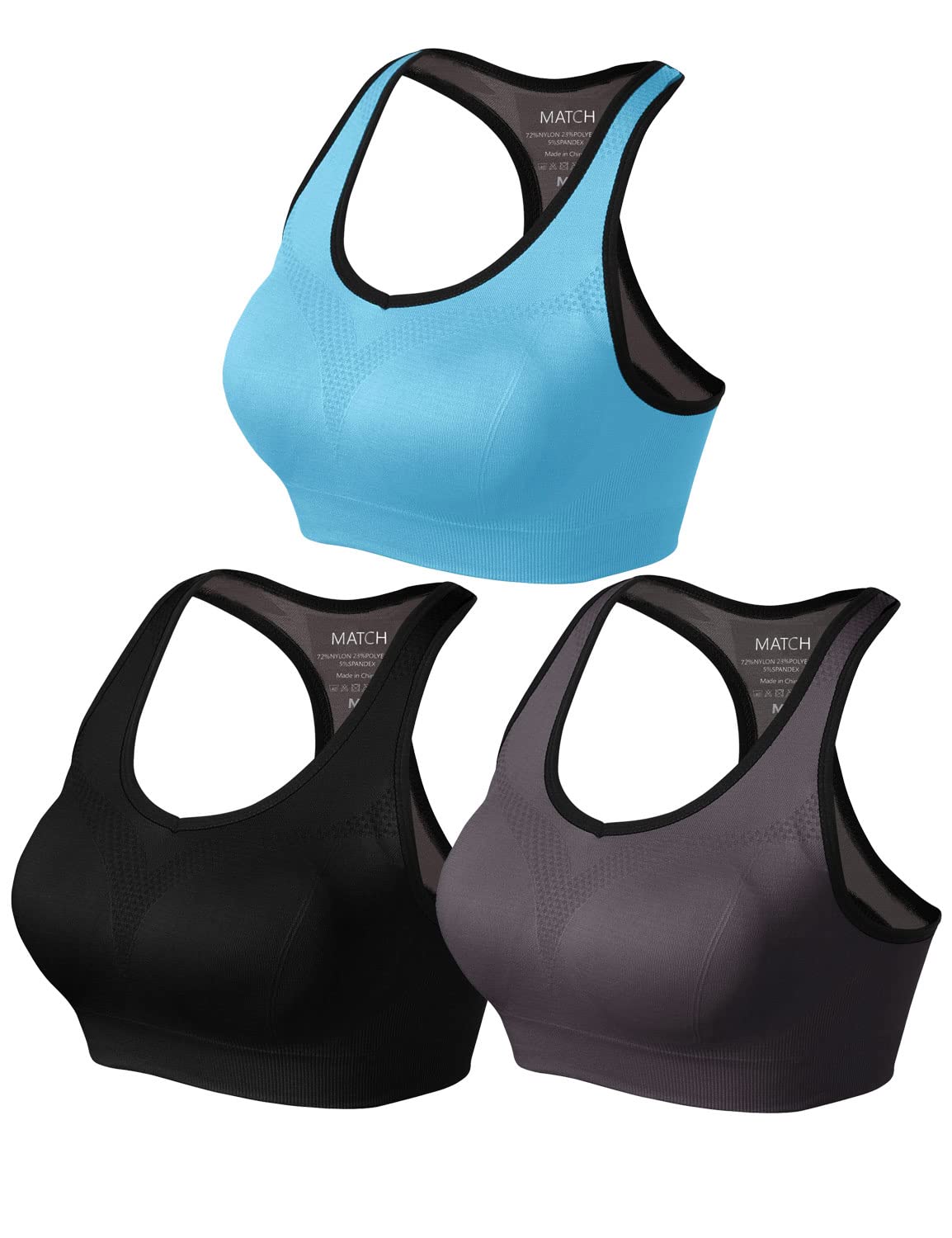 Women's Match Racerback Sports Bras - Padded Seamless Workout Tops for Yoga, Gym, Running & Fitness | Breathable Support for High-Impact Activities