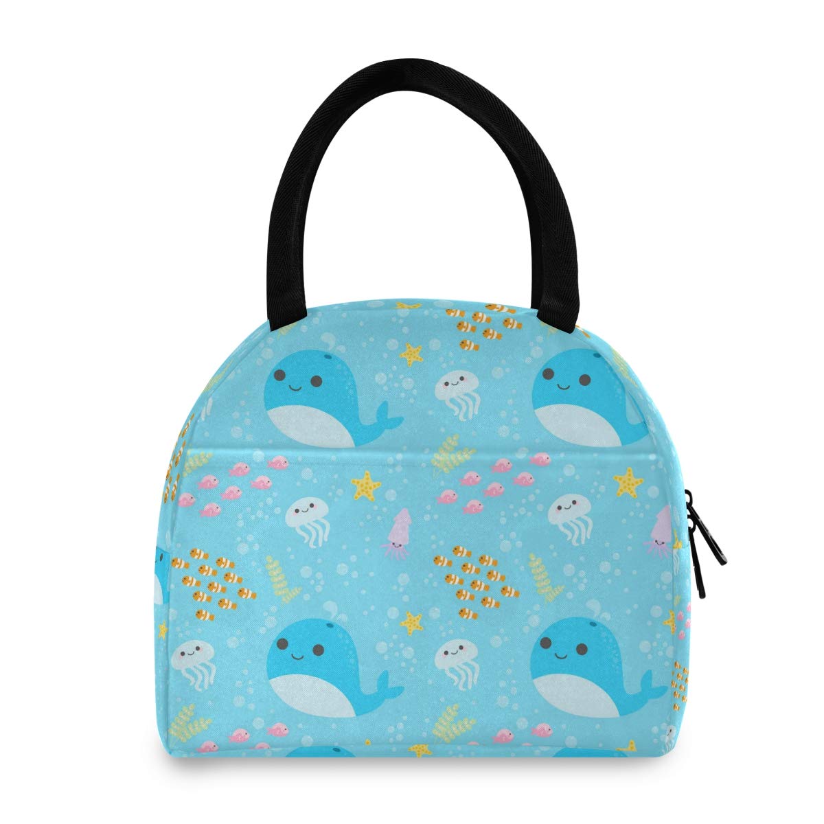 Insulated Freezable Lunch Box - Underwater Cartoon Whale Design for Men & Women | Wide-Open Lunch Bag for Work, Office, School & Picnic | Perfect for Meal Prep, Outdoor Activities & Daily Commute