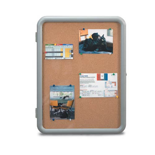 18 x 24 Inch White Plastic Framed Cork Bulletin Board with Round Corners - Wall Mount Office Organization, Classroom Notice Board, Home Decor Memo Board for Notes & Reminders