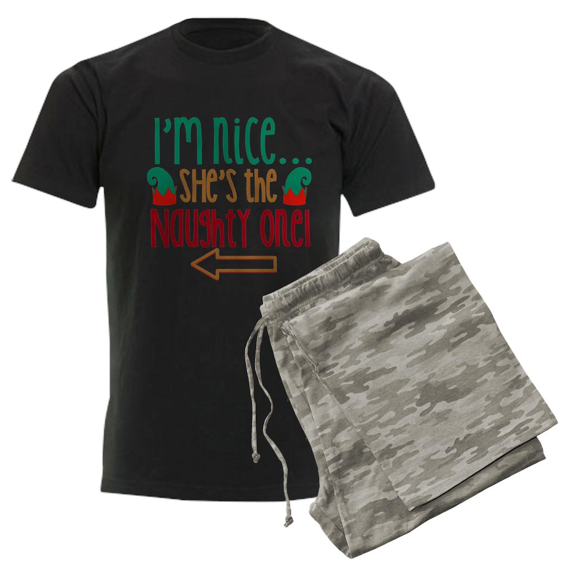 Im Nice She's Naughty Elf Hat Pajama Set - Comfortable Men's Christmas Sleepwear for Couples | Fun Holiday Pajamas for Xmas Parties & Festive Sleepovers