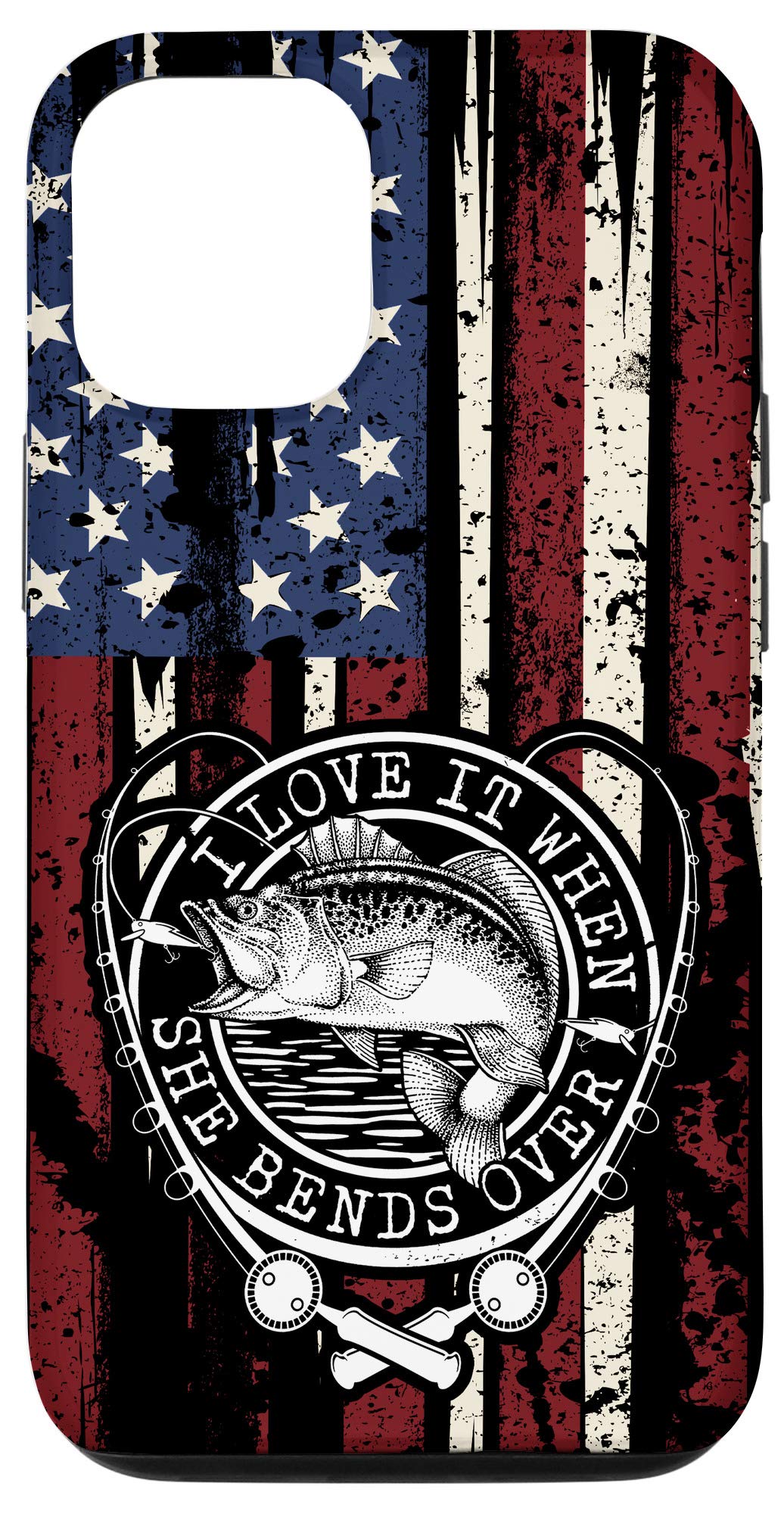 iPhone 12/12 Pro Bass Fishing American Flag Phone Case - Patriotic Design for Outdoor Enthusiasts | Perfect for Fishing Trips & Outdoor Adventures