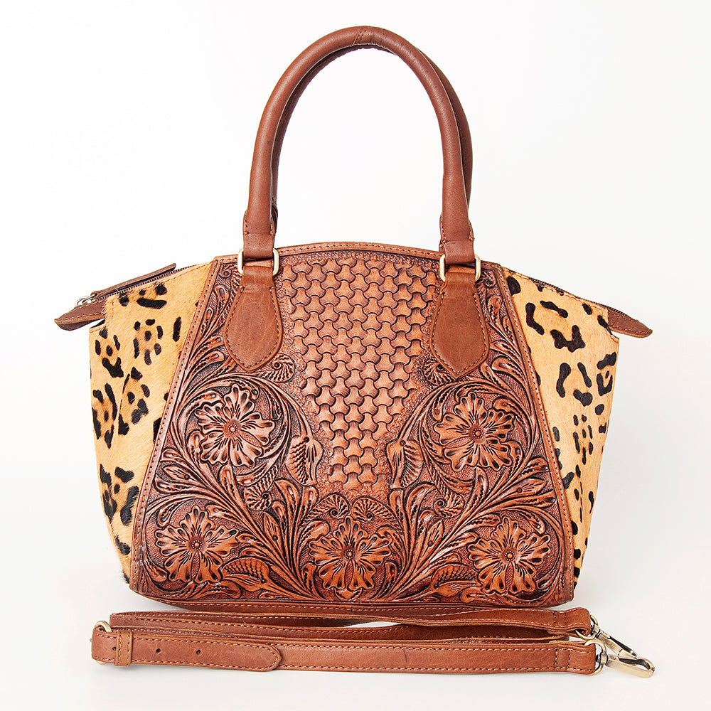 American Darling ADBGI182A Genuine Leather Women's Tote Bag - Hand Tooled Hair-On Cowhide Western Purse for Everyday Use, Work & Travel