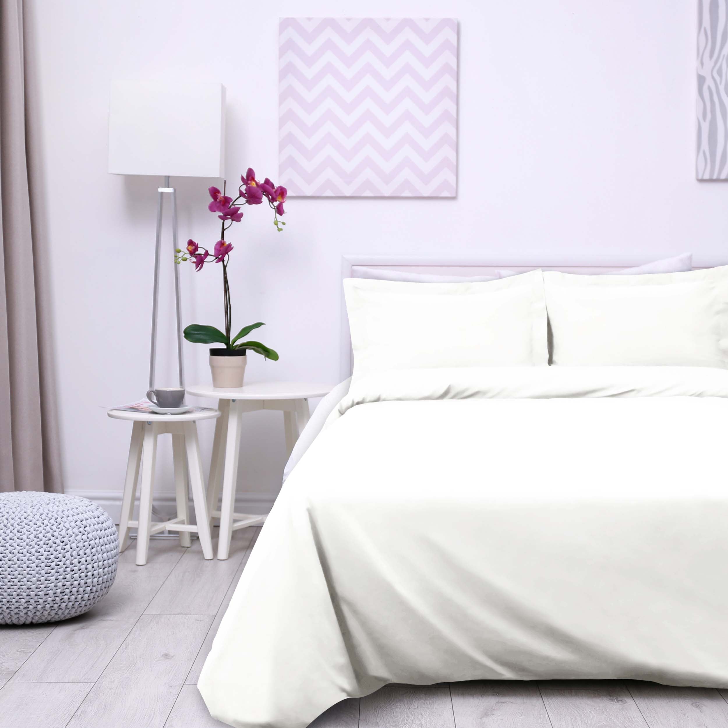 300 Thread Count Cotton Percale Solid Duvet Cover Set - Queen Size, Breathable & Soft Bedding Set for All Seasons - Perfect for Master Bedroom, Guest Room & Hotel Use
