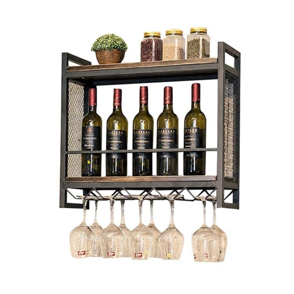 Vintage Wooden Wine Rack - Wall Mounted Wine Bottle & Glass Holder for Home Bar, Kitchen, Dining Room Decoration - Retro Wine Storage Shelf for Wine Enthusiasts