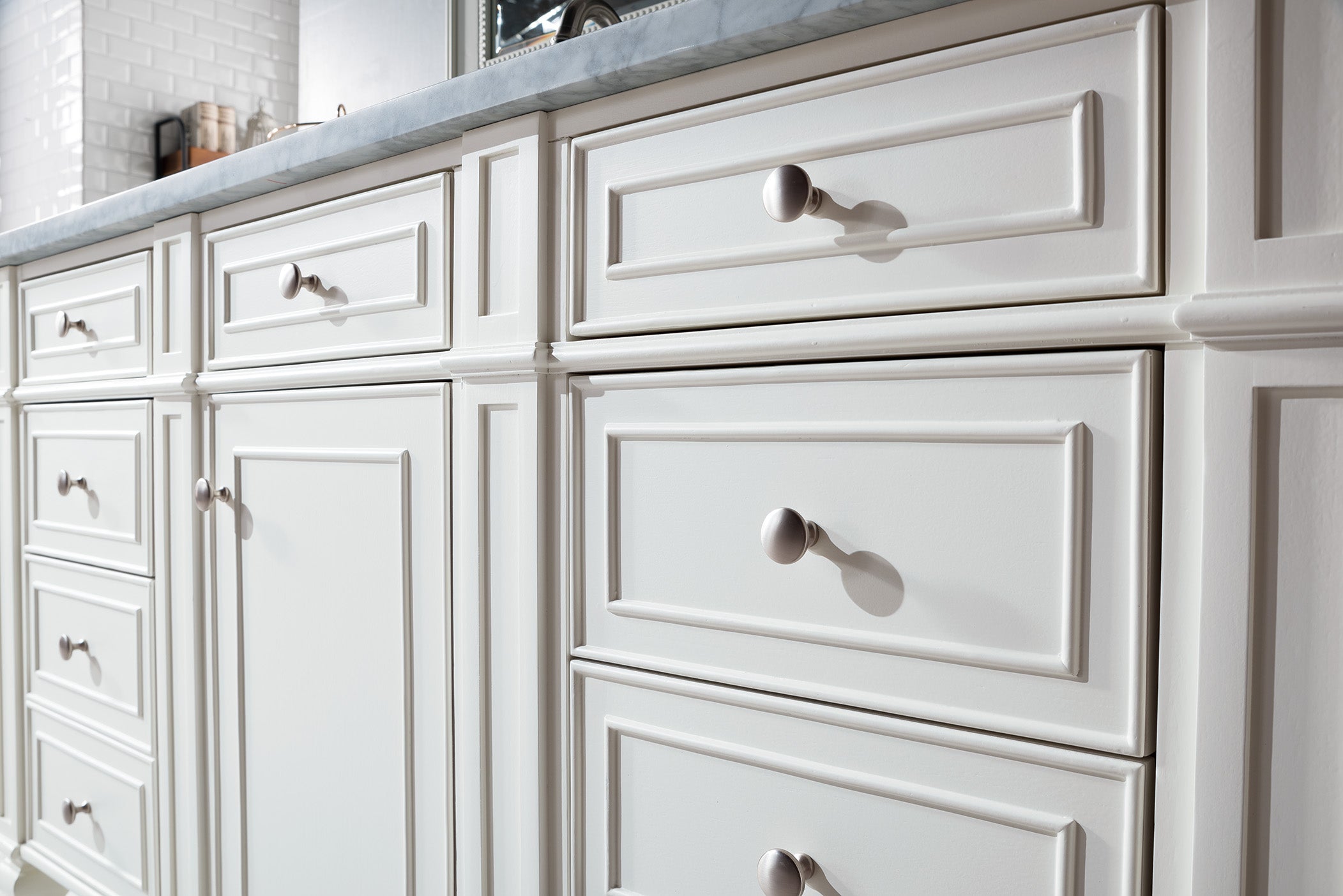 Bristol 60-Inch Single Bathroom Vanity with 3CM Carrara Marble Top in Bright White - Perfect for Modern Master Bathrooms and Guest Bathroom Renovations
