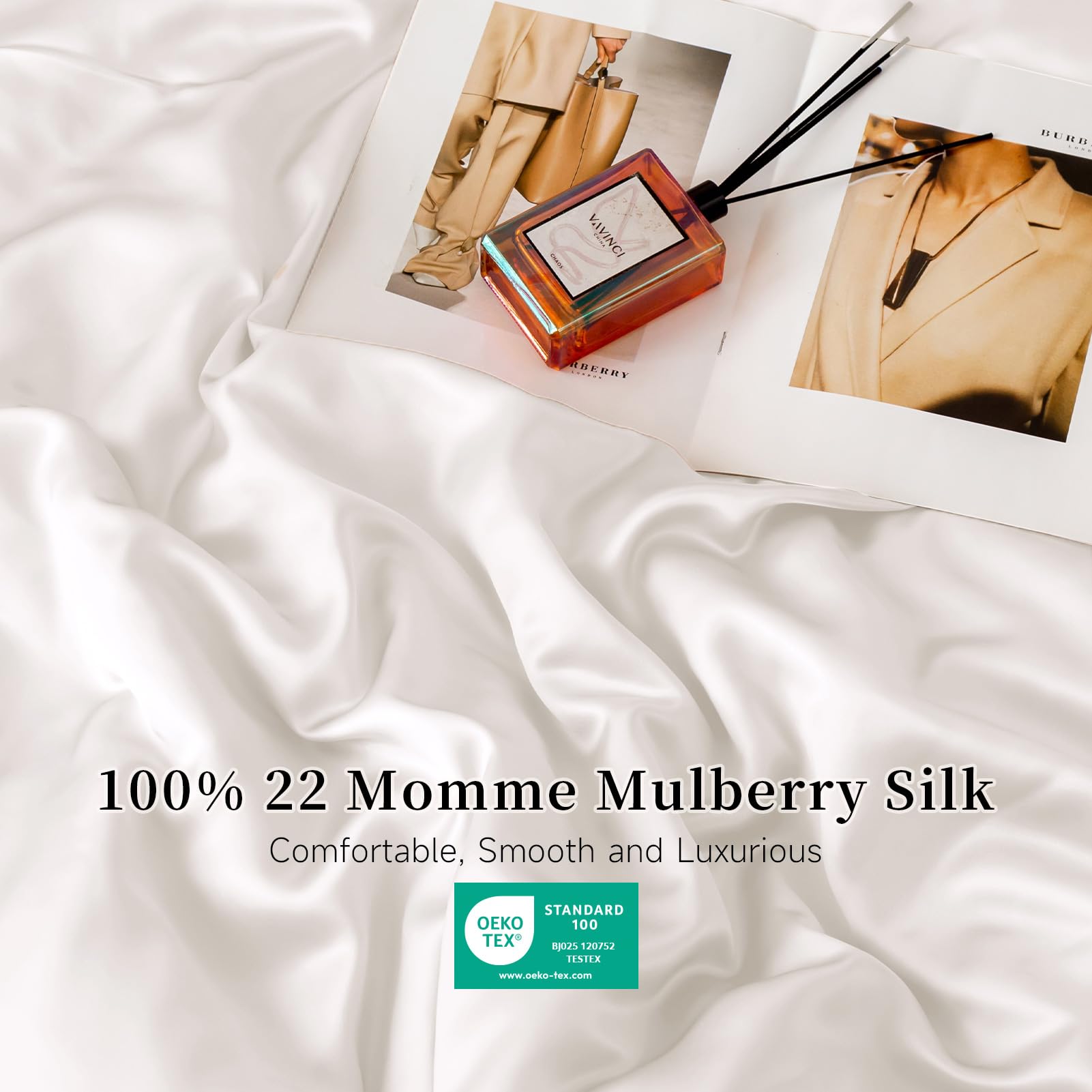 THXSILK 100% Mulberry Silk Fitted Sheet Queen Size - 22 Momme Deep Pocket (Cream White) | Luxury Bedding for Hotels, Guest Rooms & Master Bedrooms