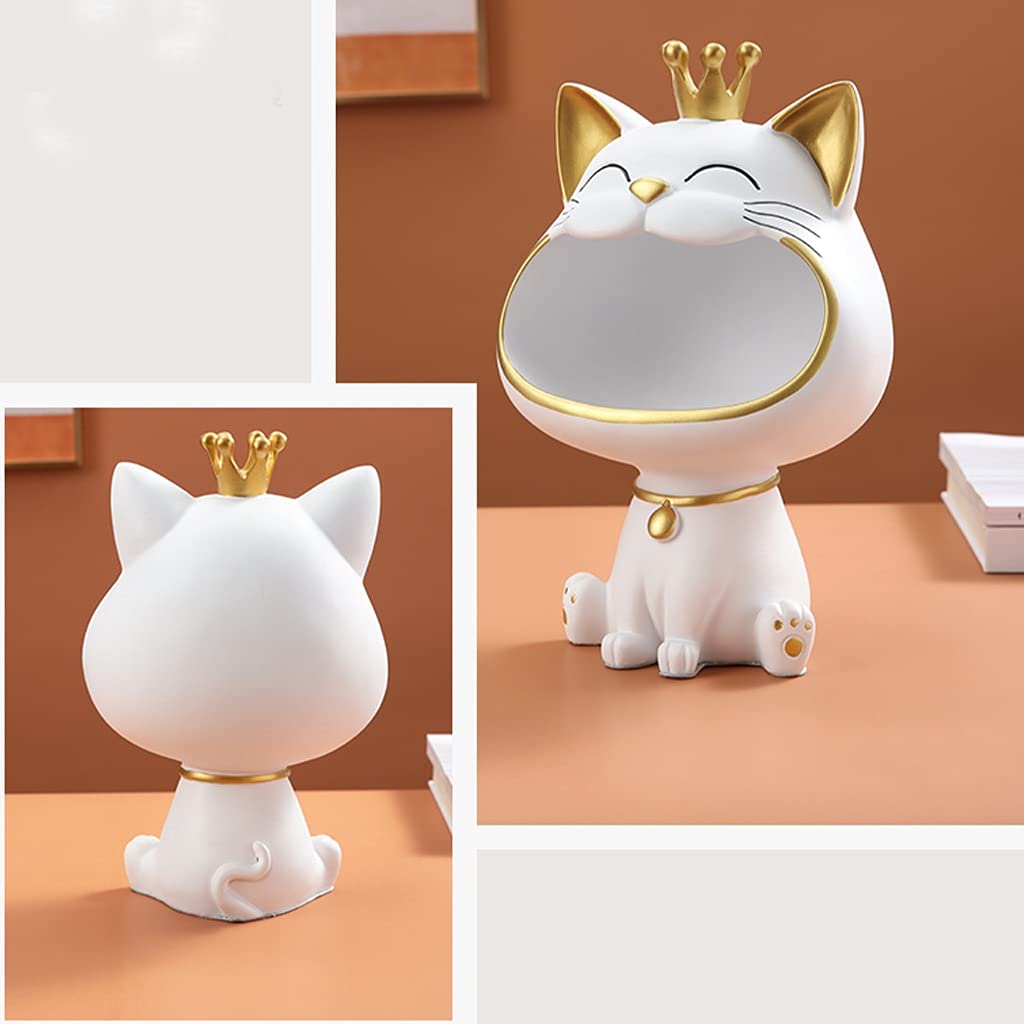 Lucky Cat Key Storage Box - Cute Animal Key Holder Bowl for Keys, Jewelry, Coins & Phone - Home & Office Desktop Organizer - Perfect for Bedroom, Living Room, Entryway (Pink)