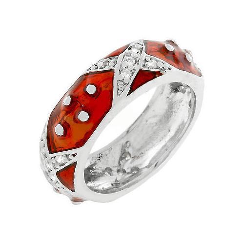 Elegant Marbled Ruby Red Enamel Ring for Women - Vintage Style Jewelry Gift for Valentine's Day, Anniversary & Special Occasions