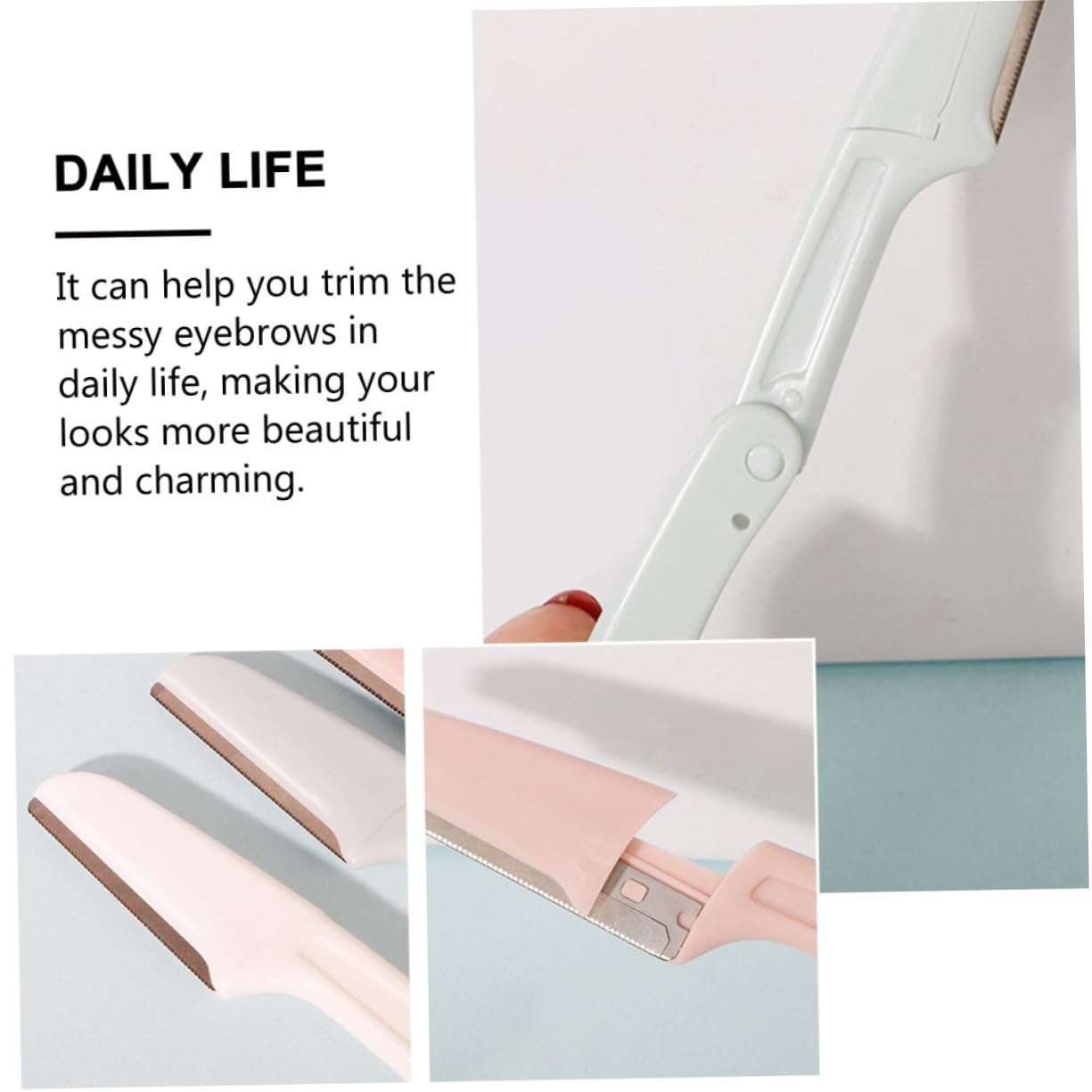Mikinona 6Pcs Foldable Eyebrow Razor for Women - Precision Eyebrow Trimmer & Facial Hair Remover - Portable Brow Shaper for Travel, Home & Salon Use