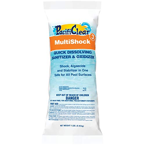 PacifiClear 1 Lb. MultiShock Granule Pool Shock Treatment - Pack of 12 for Crystal Clear Swimming Pools and Spas