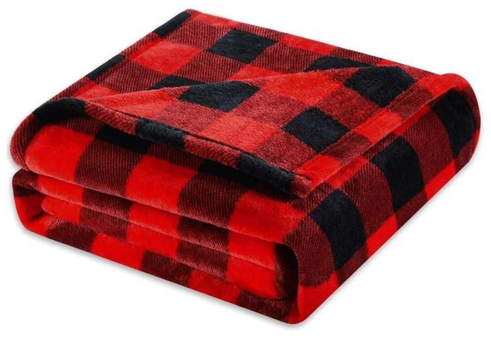 Bamutech Black and White Plaid Fleece Blanket - Soft, Warm & Cozy Winter Flannel Bedspread (120x200cm) for Bed, Sofa, Picnic & Outdoor Camping