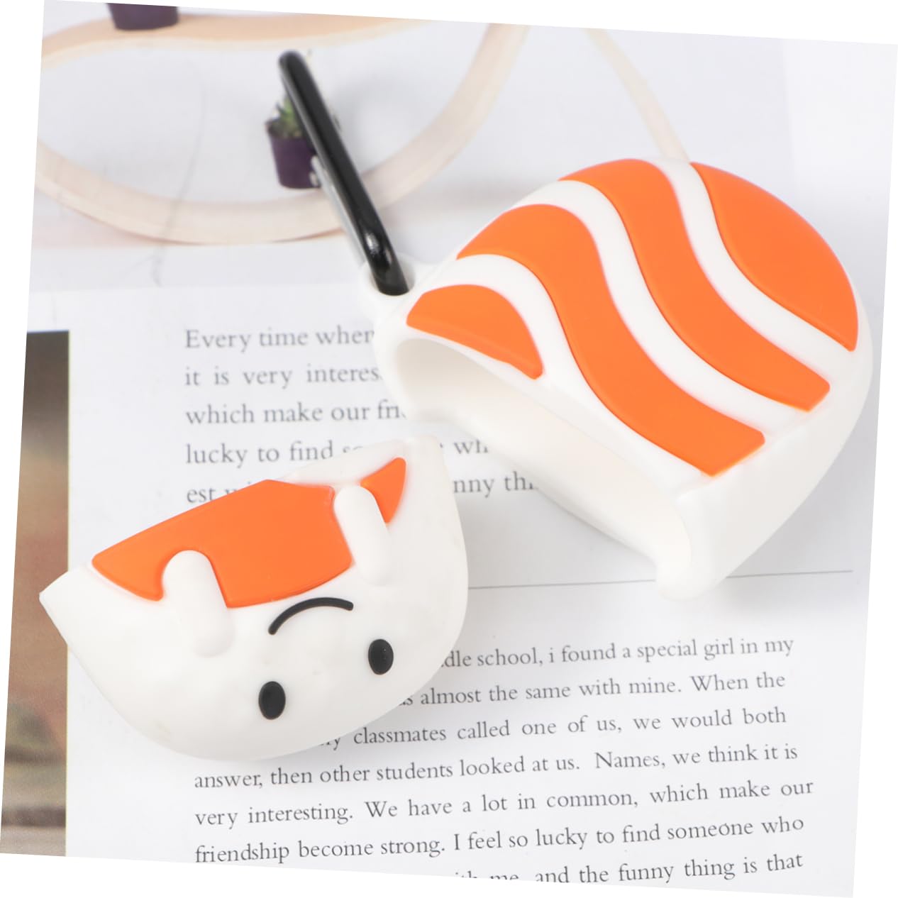 Salmon Sushi Shaped Silicone Earphone Covers - Anti-Slip, Dustproof Protection for Wireless Earbuds Cases (2-Pack) - Cute Accessories for AirPods, Galaxy Buds & More