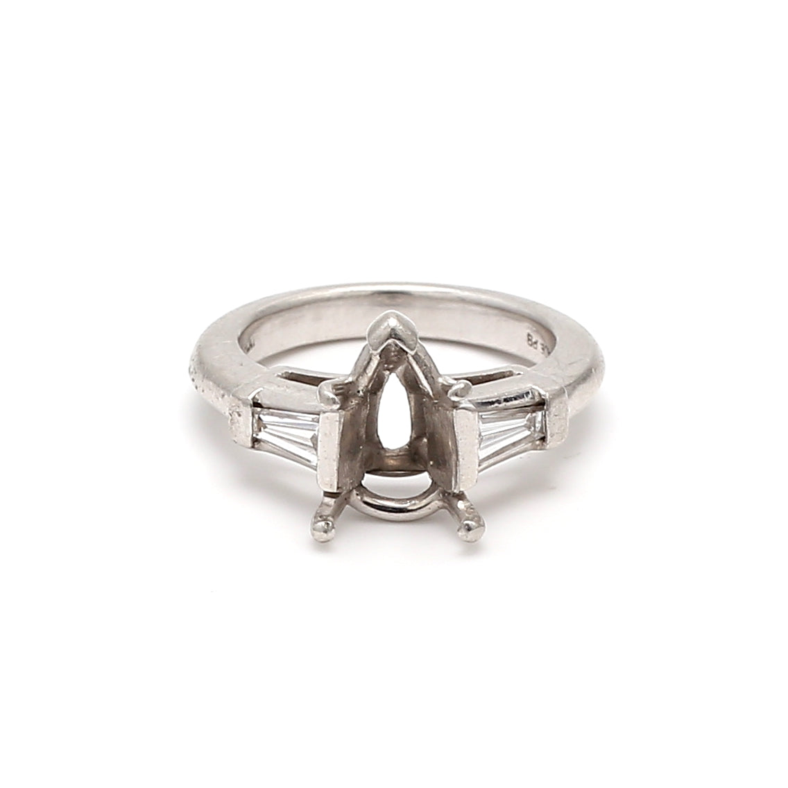 0.40 Carat Baguette Shape H SI1 Diamond Platinum Semi Mount Ring - Elegant Bridal Jewelry for Engagement & Wedding Bands