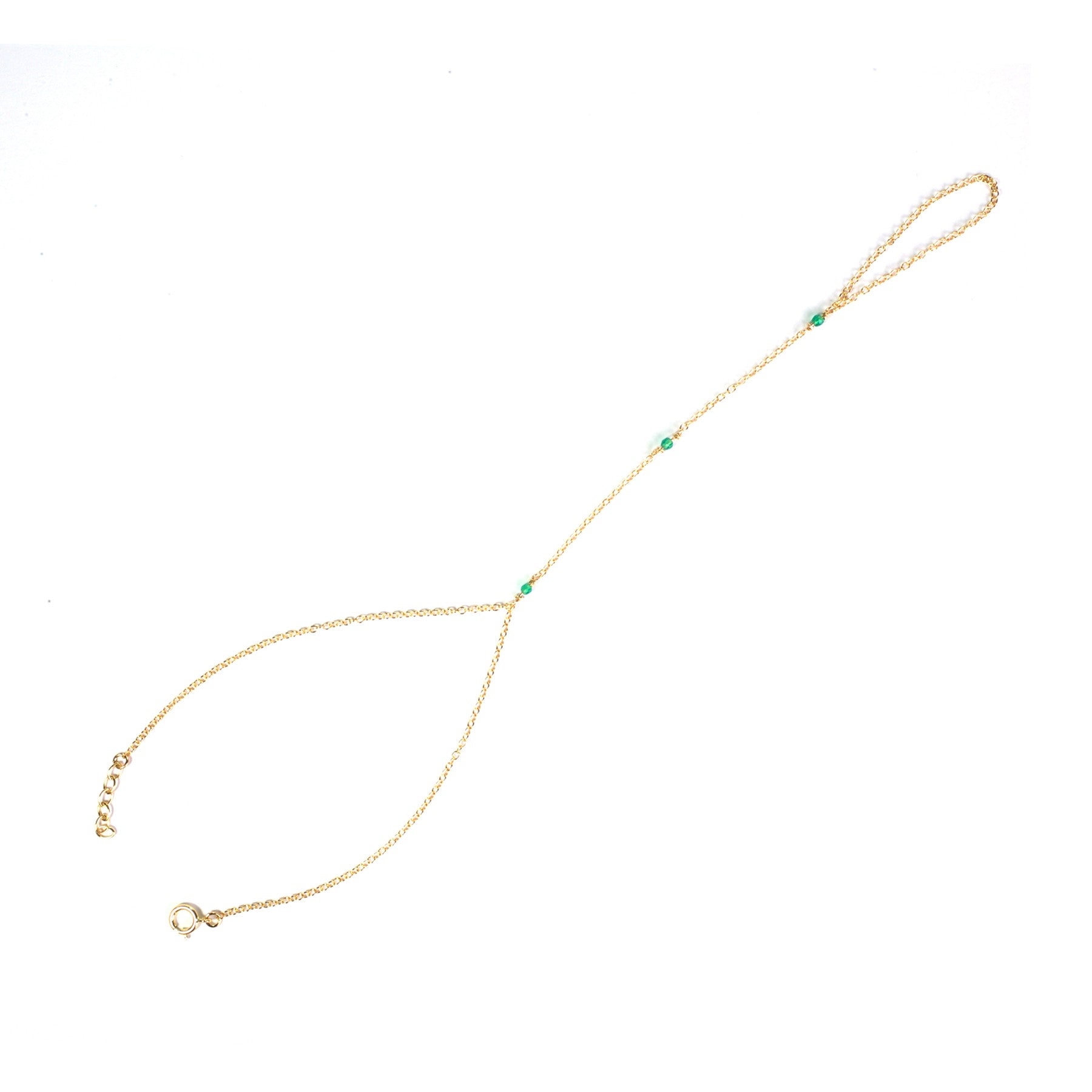 Natural Green Agate Beaded Hand Chain Bracelet for Women - Boho Chic Jewelry for Yoga, Meditation & Spiritual Healing