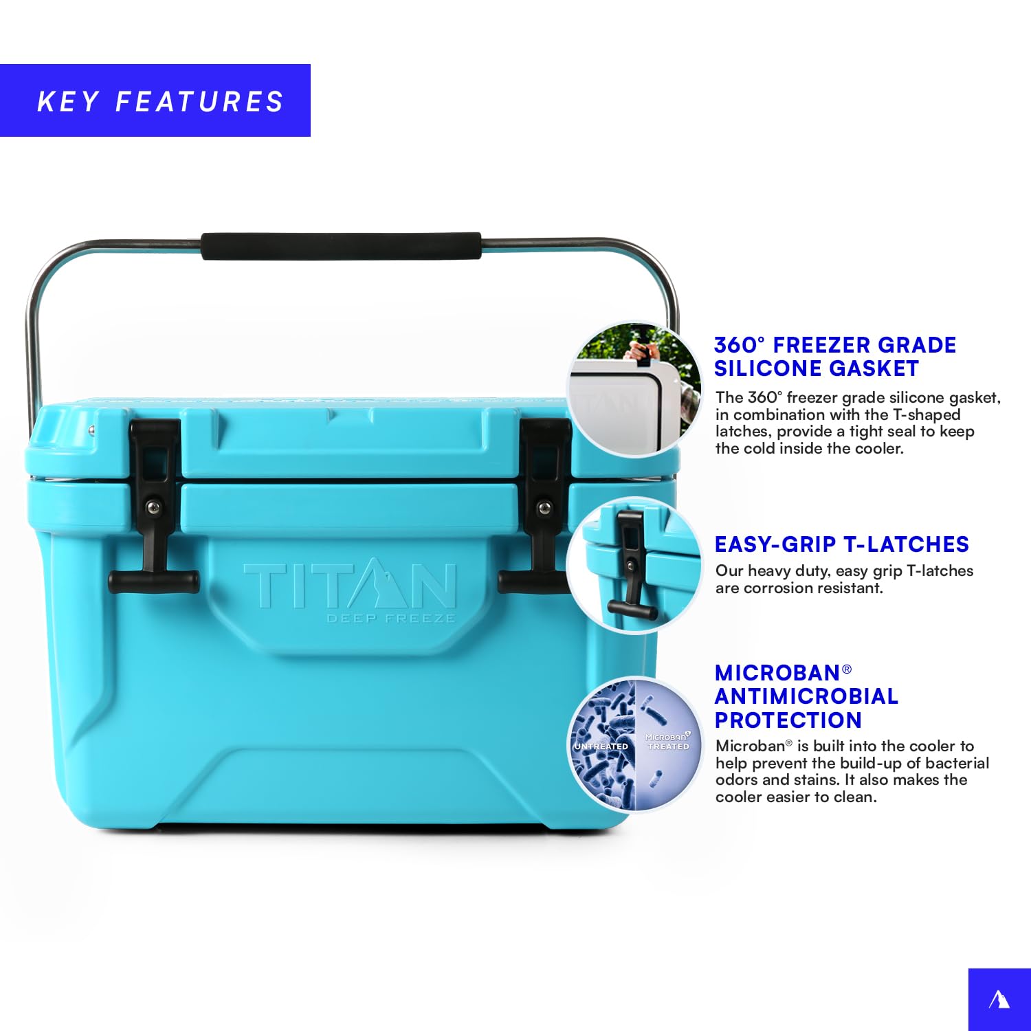 Titan Hard Ice Chest Cooler - Heavy Duty Roto-Molded Cooler with Microban Protection & Deep Freeze Insulation for Camping, Fishing, Tailgating and Outdoor Adventures