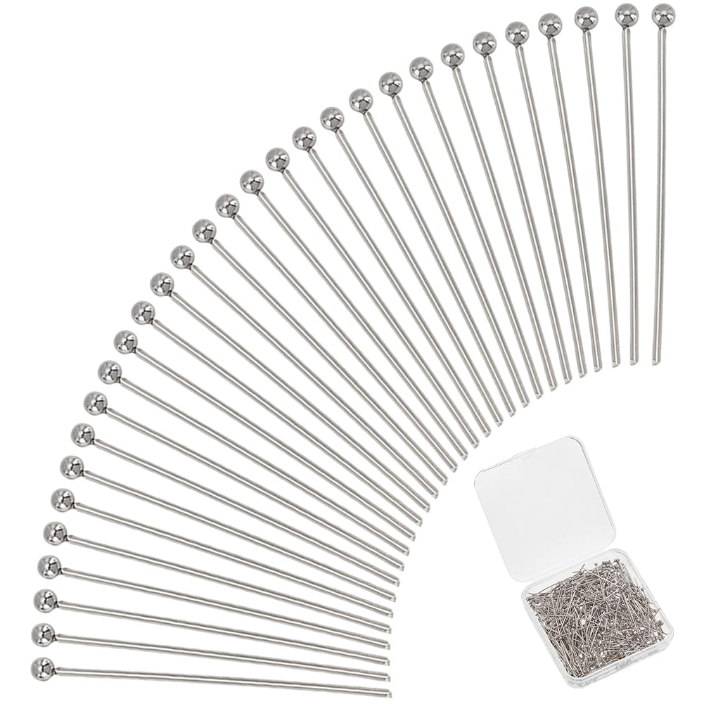 500pcs Ball Head Pins 30mm - 304 Stainless Steel Jewelry Making Pins 21 Gauge - Bendable Headpins for DIY Beading, Earrings, Pendants, Bracelets & Necklaces - Perfect for Jewelry Crafting & DIY Projects