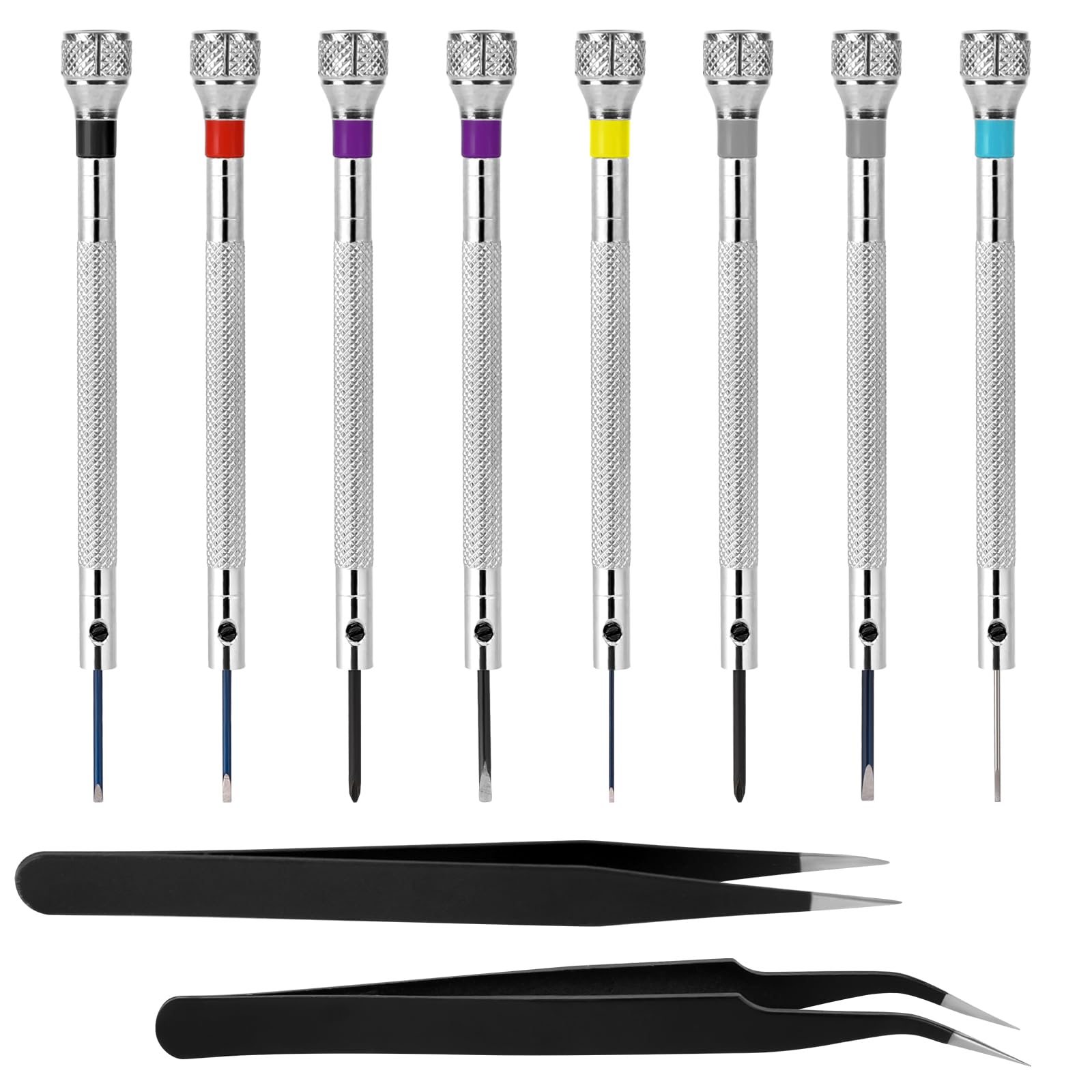 8-Piece Professional Watch Screwdriver Set - Micro Precision 0.6-1.6mm Repair Kit with 2 Tweezers for Watch, Eyeglasses, Jewelry & Electronics - Perfect for Watchmakers, Jewelers & DIY Enthusiasts
