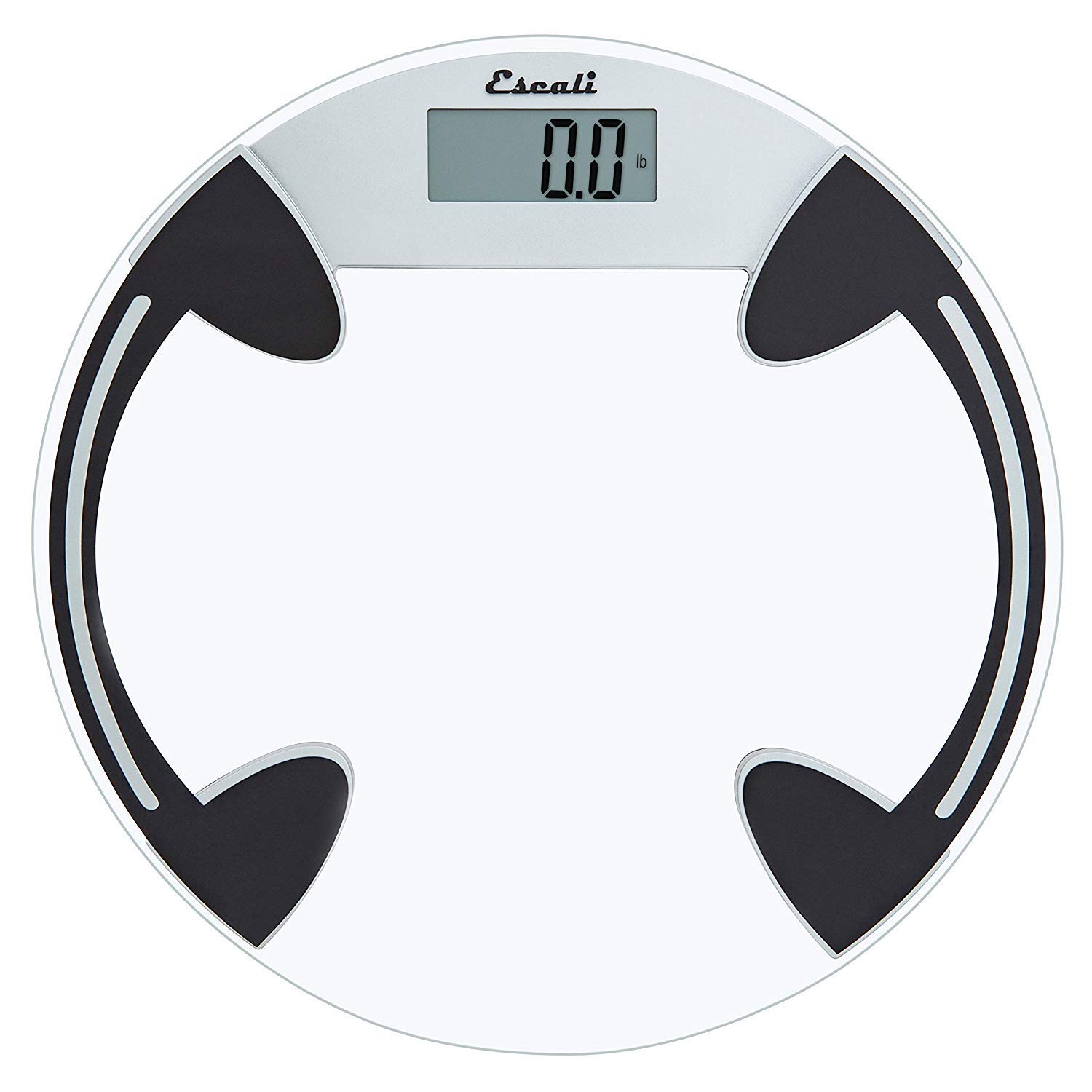 Escali Digital Glass Bathroom Scale - Accurate Body Weight Measurement up to 400 lbs, Round Clear Platform with LCD Display, Includes Batteries - Perfect for Home, Gym & Health Tracking