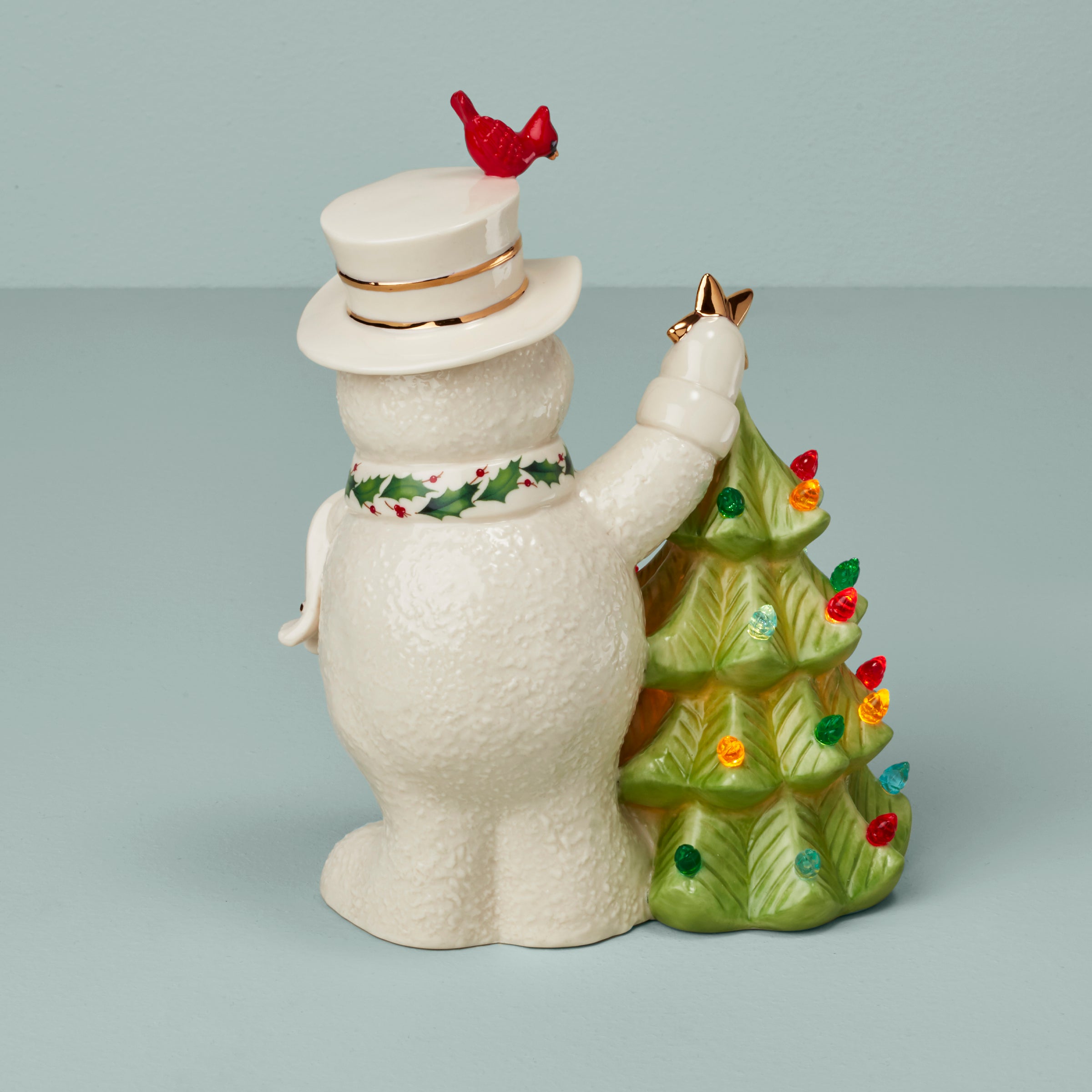 Happy Holly Days Snowman LED Lighted Figurine - Christmas Decoration for Home, Office, and Holiday Party Decor