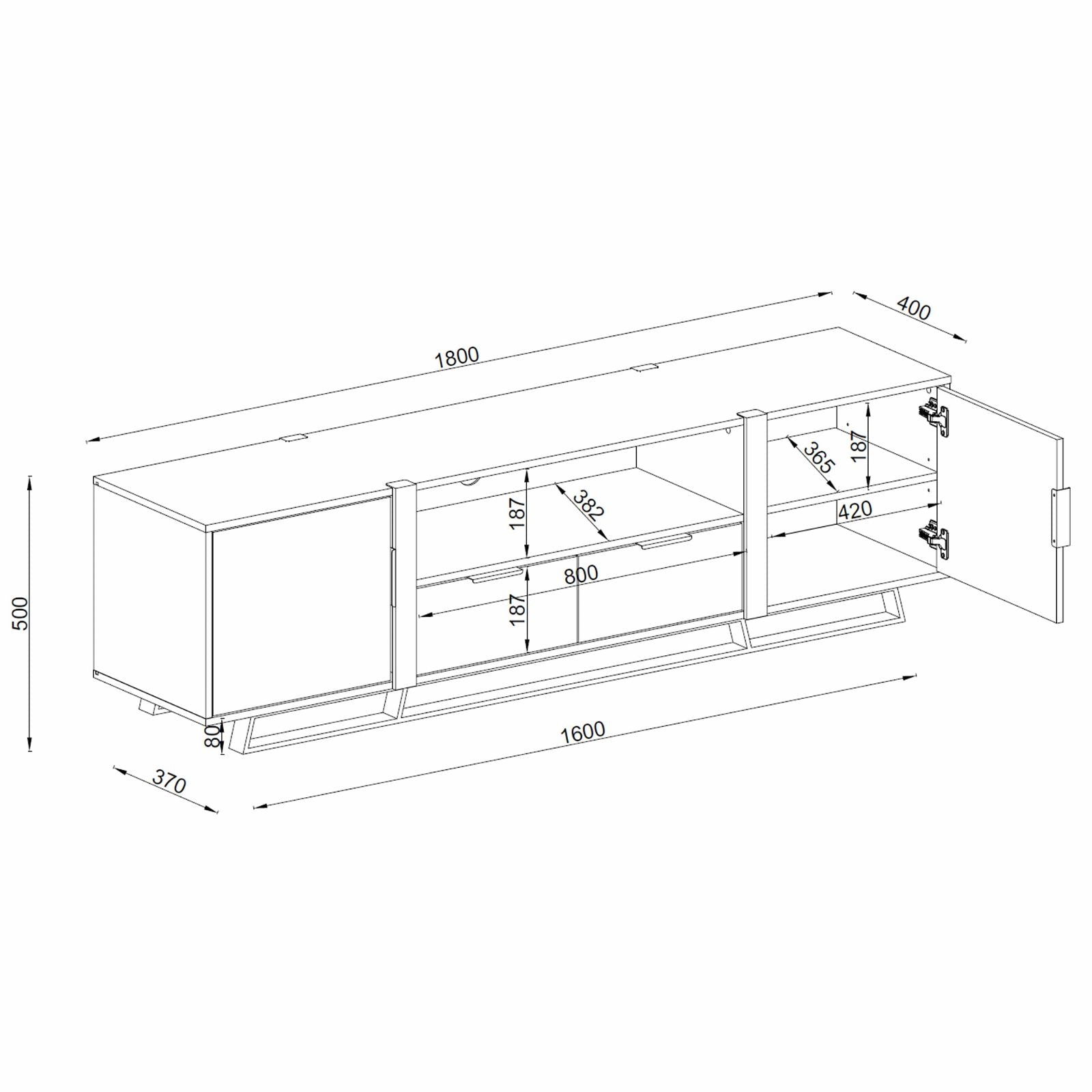 Criterion Oak CAPRI Entertainment Unit - Modern TV Stand with Storage Cabinet for Living Room, Bedroom & Home Theater Setup