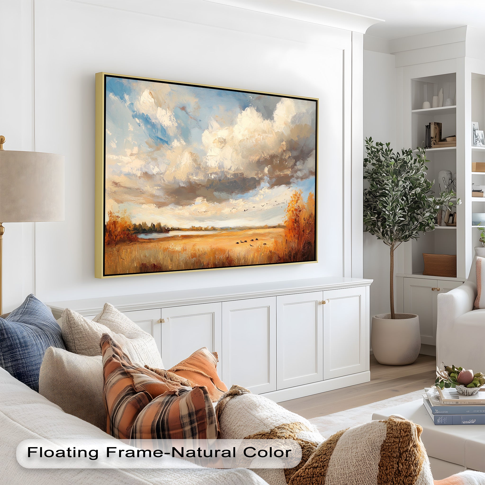 Autumn Meadow Wall Art - Handmade Impressionist Landscape Oil Painting for Living Room, Bedroom & Office Decor