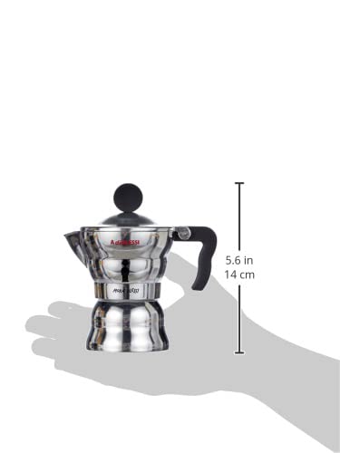 Alessi AAM33 Stovetop Espresso Maker by Alessandro Mendini - 1 Cup Italian Coffee Maker, Black - Perfect for Home, Office & Camping Coffee Brewing