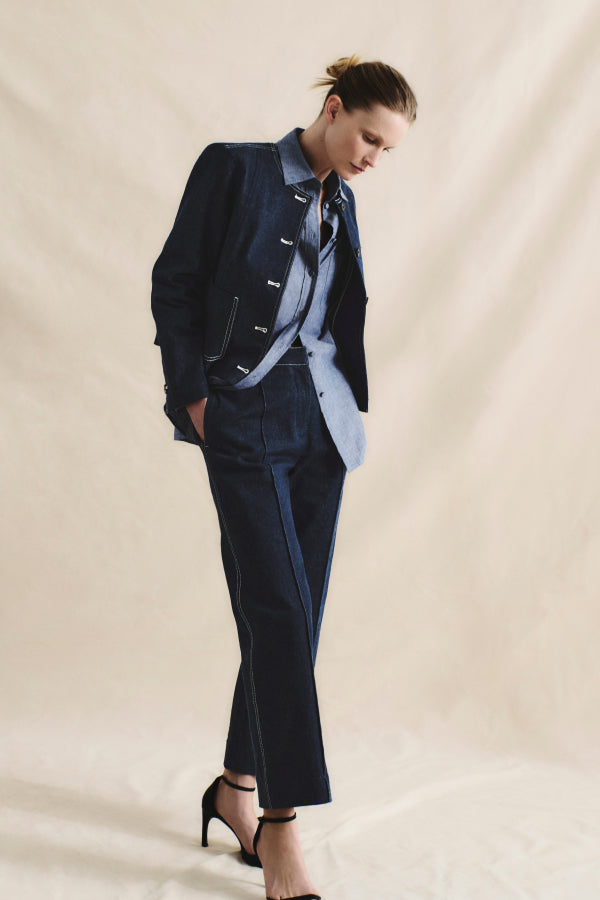 Christy Pant Stretch Denim Suiting - Dark Wash Jeans for Women | Comfortable Office Wear & Casual Outfits