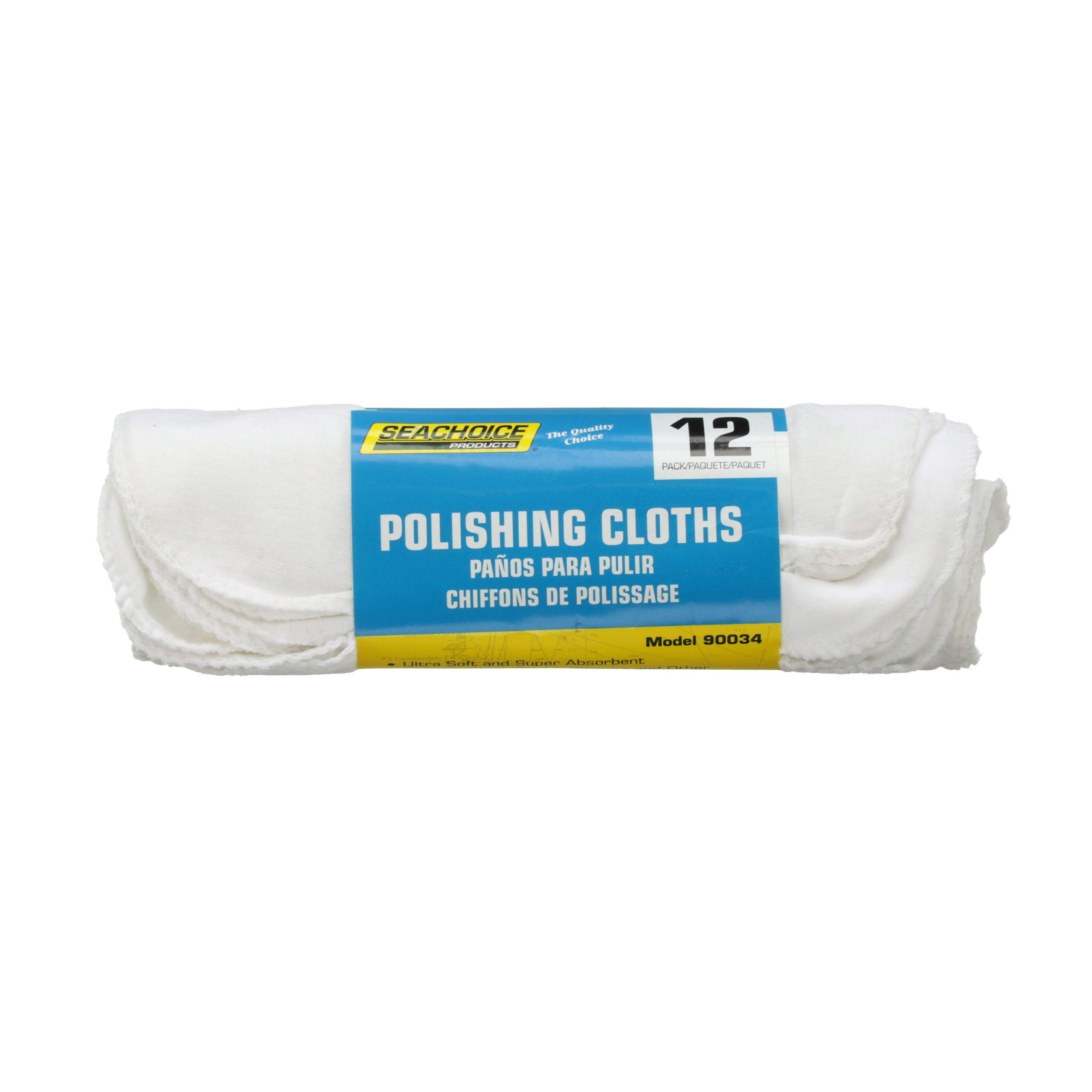 Seachoice Premium Polishing Cloths - 12 Pack (11x17 Inch) - Safe for All Finishes - Perfect for Cars, Jewelry & Household Cleaning - Microfiber Car Detailing Cloths