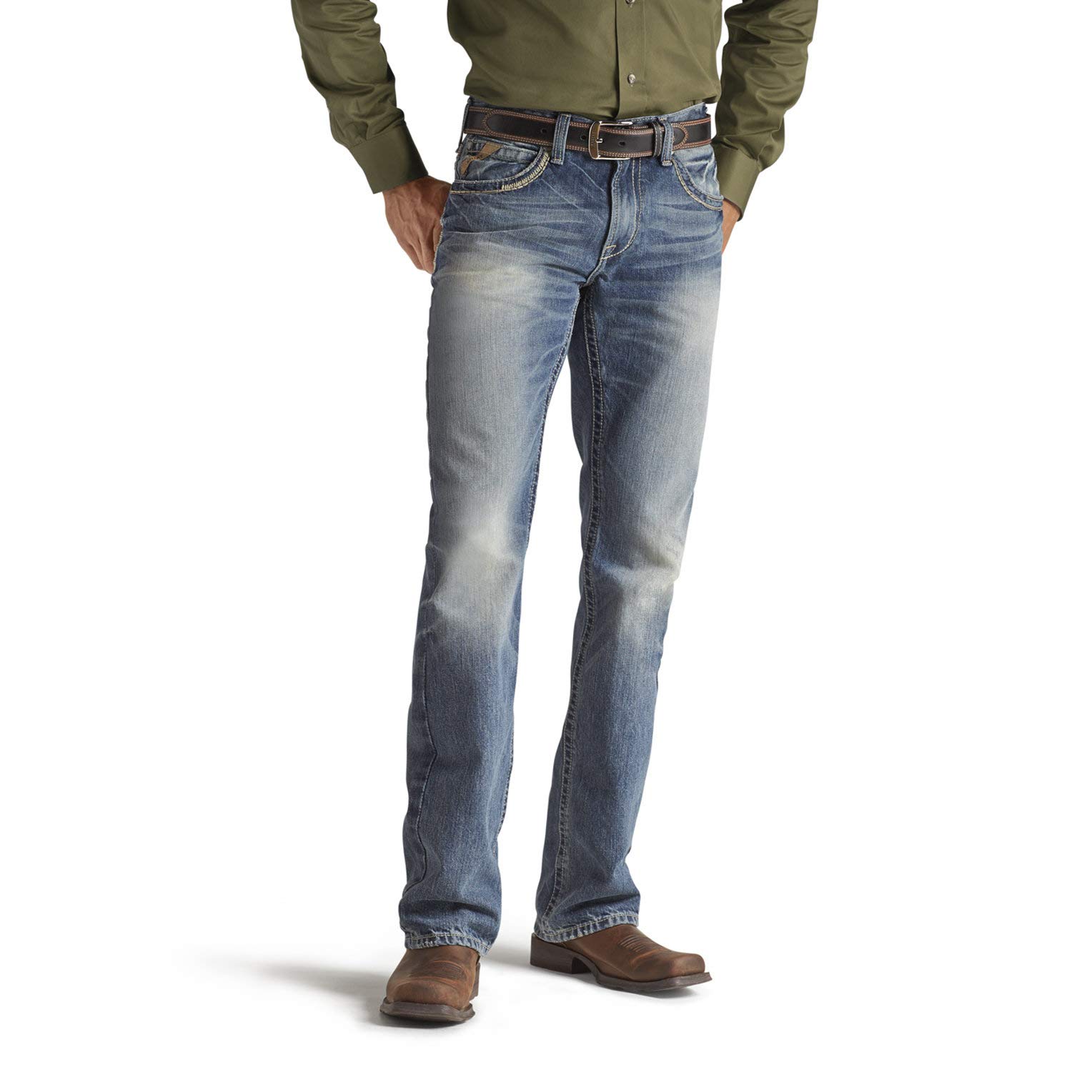 Ariat Men's M5 Slim Gambler Stackable Straight Leg Jeans - Durable Western Denim Pants for Cowboy, Rancher & Workwear | Perfect for Riding, Ranch Work & Casual Wear