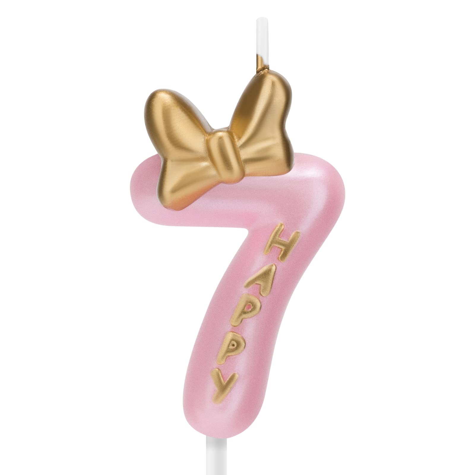 7th Birthday Cake Candle - Pink Number 7 Gold Candle Topper for Girls | Cake Decorations for 7 Year Old Birthday Parties, Baking Celebrations & Anniversaries | Perfect for Birthday Cakes, Cupcakes & Dessert Tables