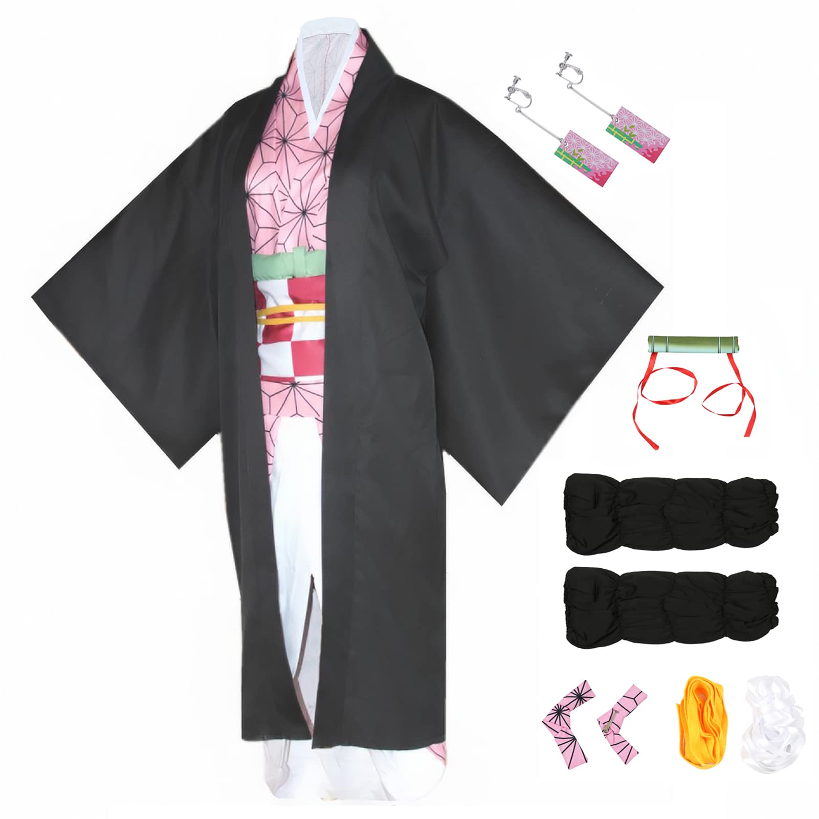 Premium Tanjiro & Zenitsu Cosplay Costume - Demon Slayer Anime Kimono Outfit for Halloween, Conventions & Anime Events