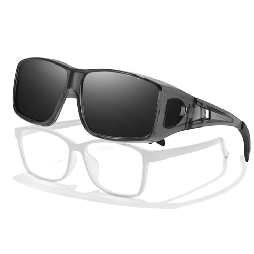 C04 Grey Frame Polarized Grey Lens Wrap Around Sunglasses