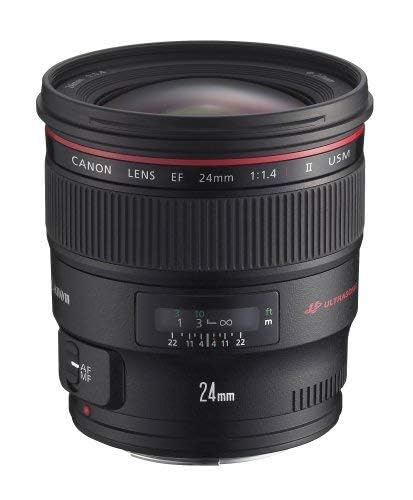 Canon EF 24mm f/1.4L II USM Wide Angle Prime Lens for DSLR Cameras - Professional Photography, Low Light Shooting, Landscape & Street Photography (Renewed)