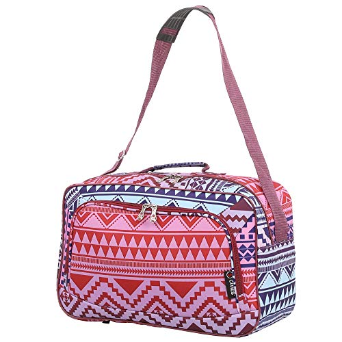 16 Inch Carry On Duffle Bag for Air Travel - Lightweight 19L Flight Approved Hand Luggage, Multi Aztec Design (Perfect as 2nd Bag or Underseat Personal Item for Weekend Trips & Business Travel)